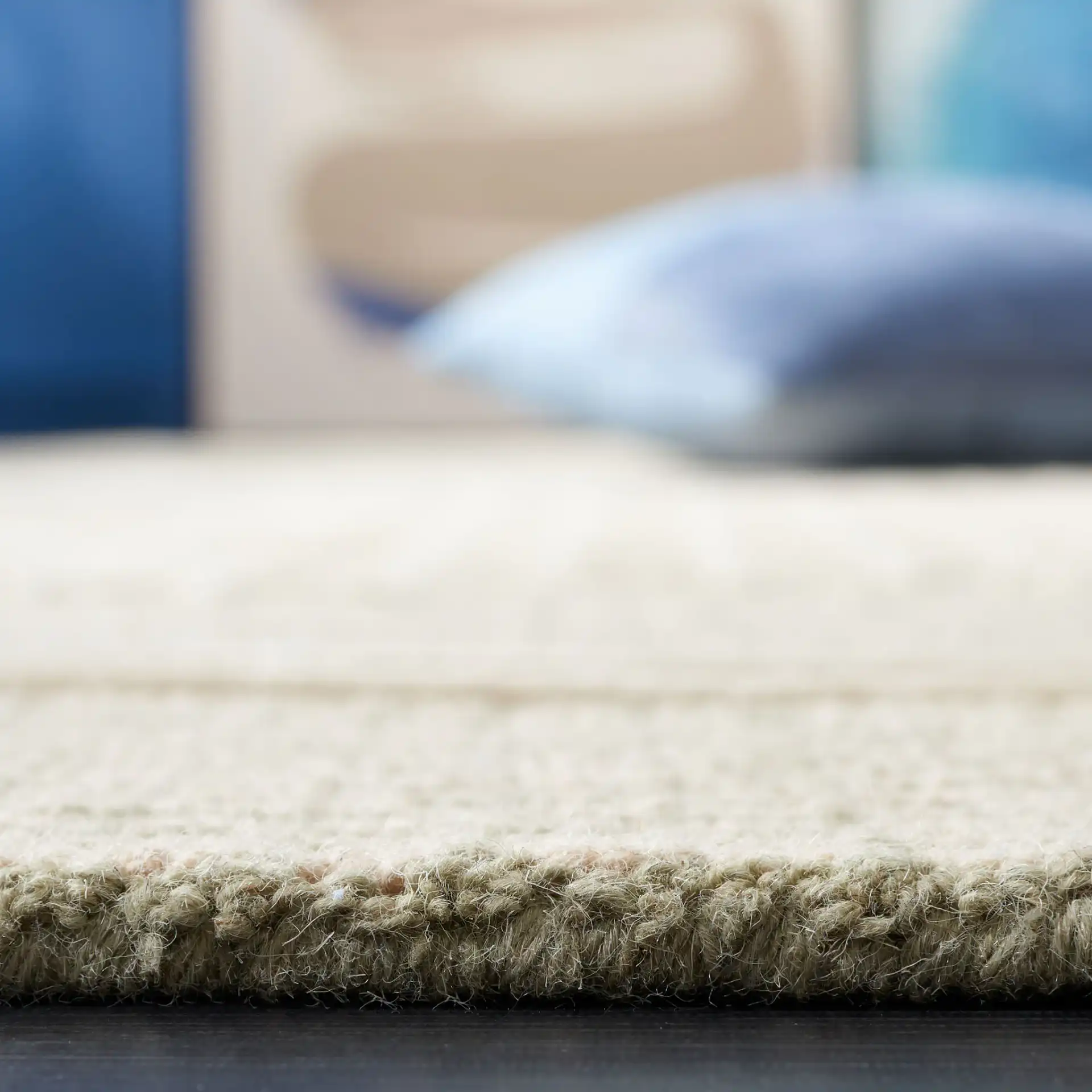 Genre Textured Grid Hand-Tufted Wool Rug in Beige / Gray in a styled room