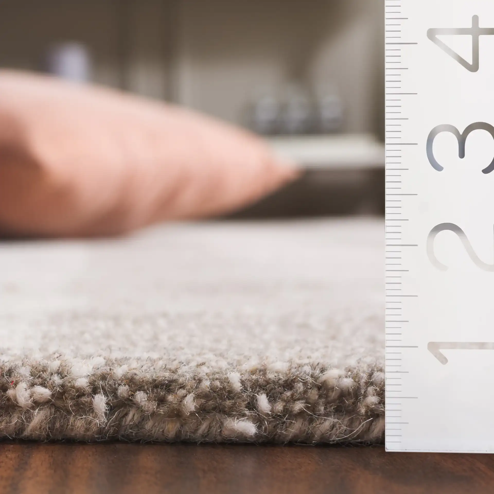 Genre Checkered Hand-Tufted Wool Rug in Gray / Ivory in a styled room