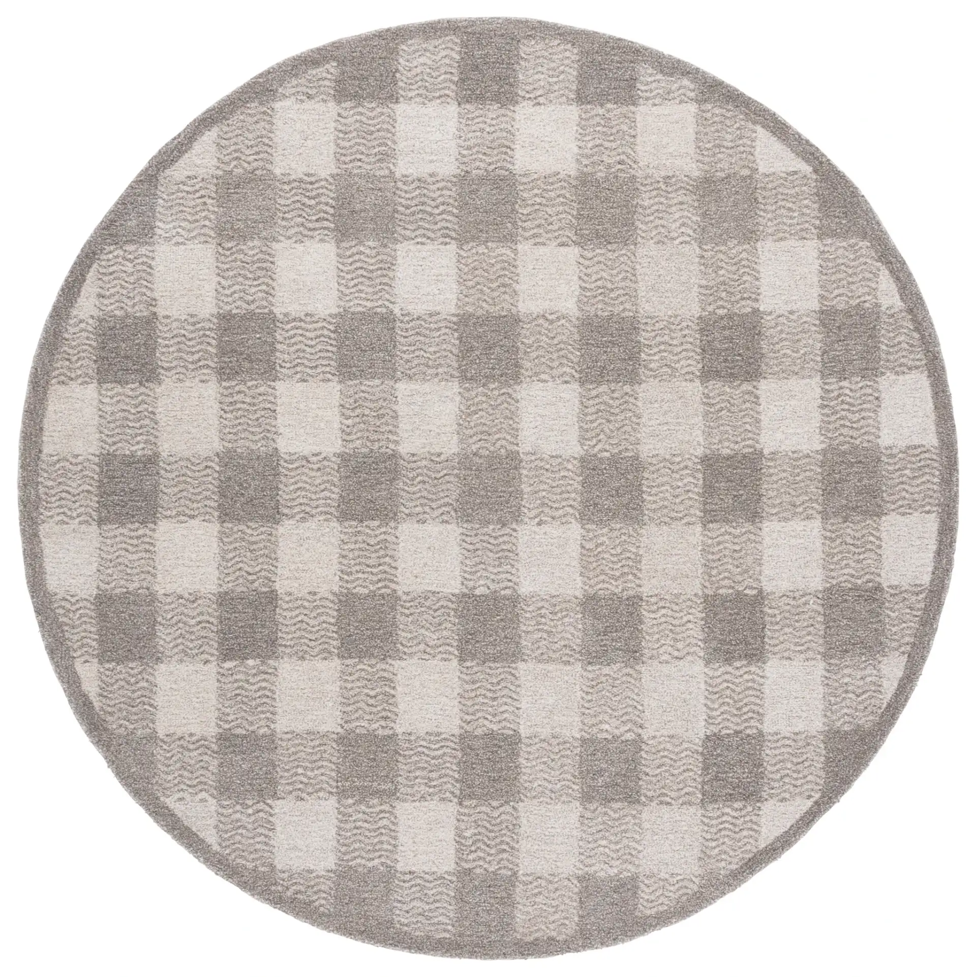 Genre Checkered Hand-Tufted Wool Rug in Gray / Ivory