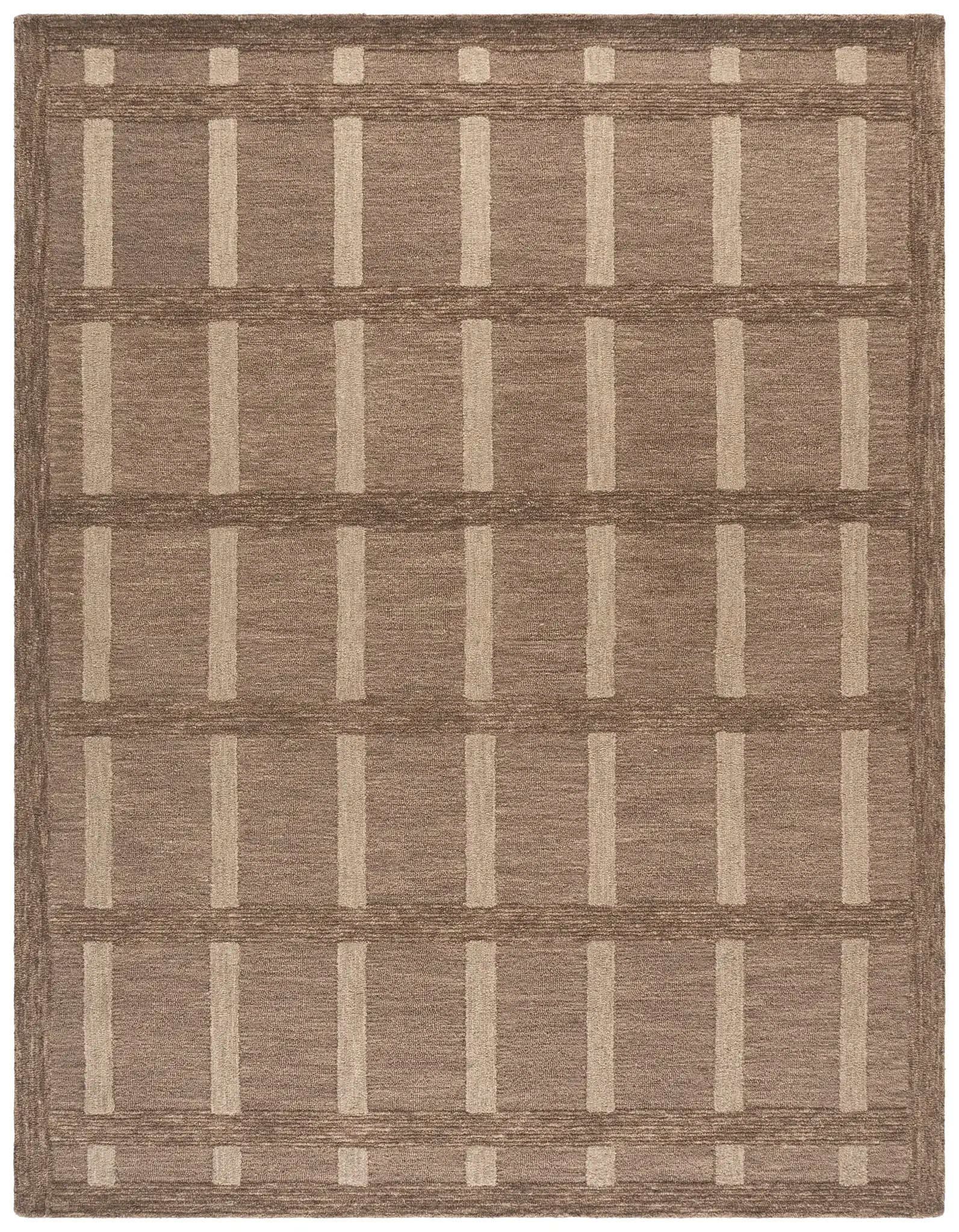Genre Modern Grid Hand-Tufted Wool Rug in Brown / Beige