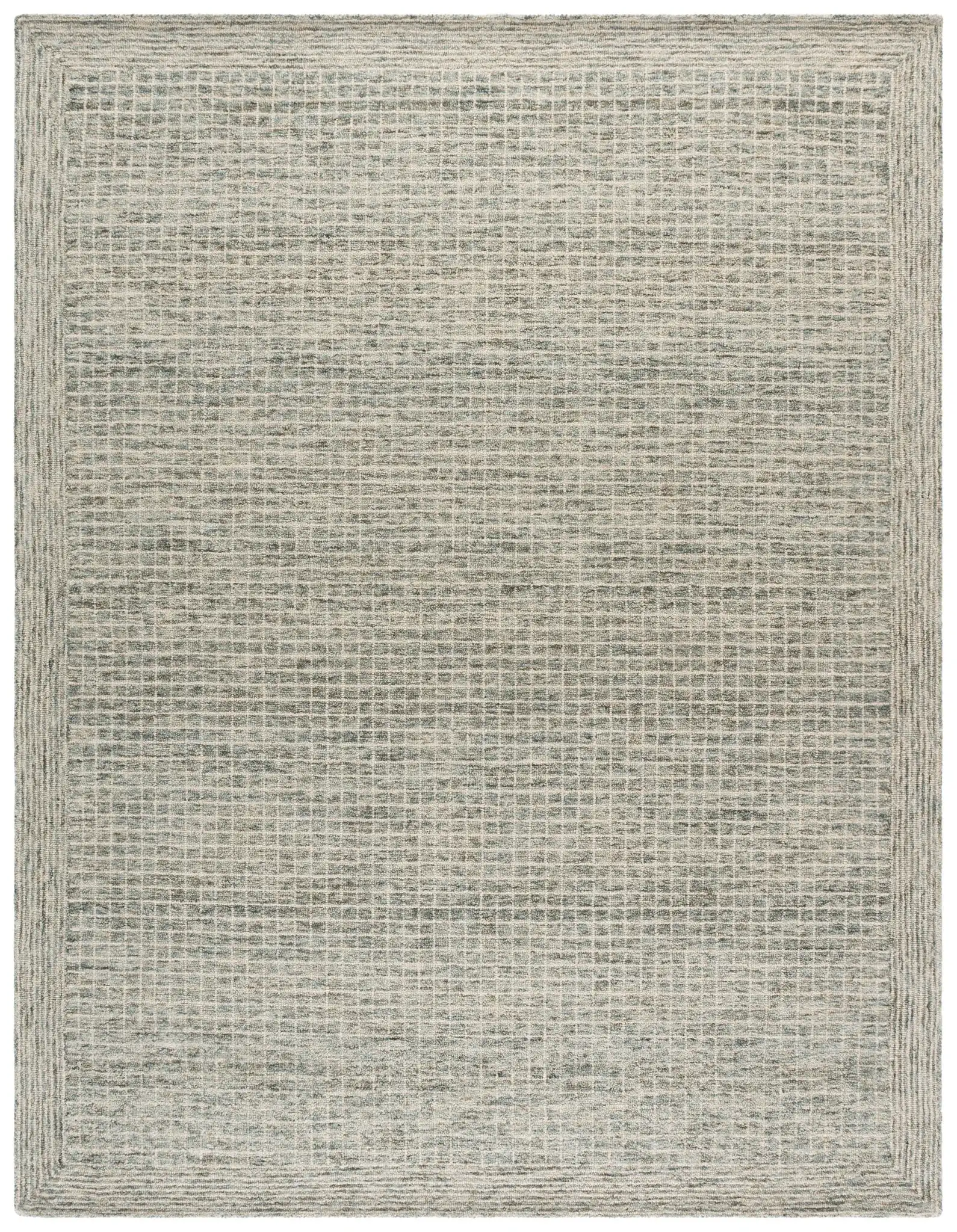 Genre Modern Grid Hand-Tufted Wool Rug in Sage / Ivory