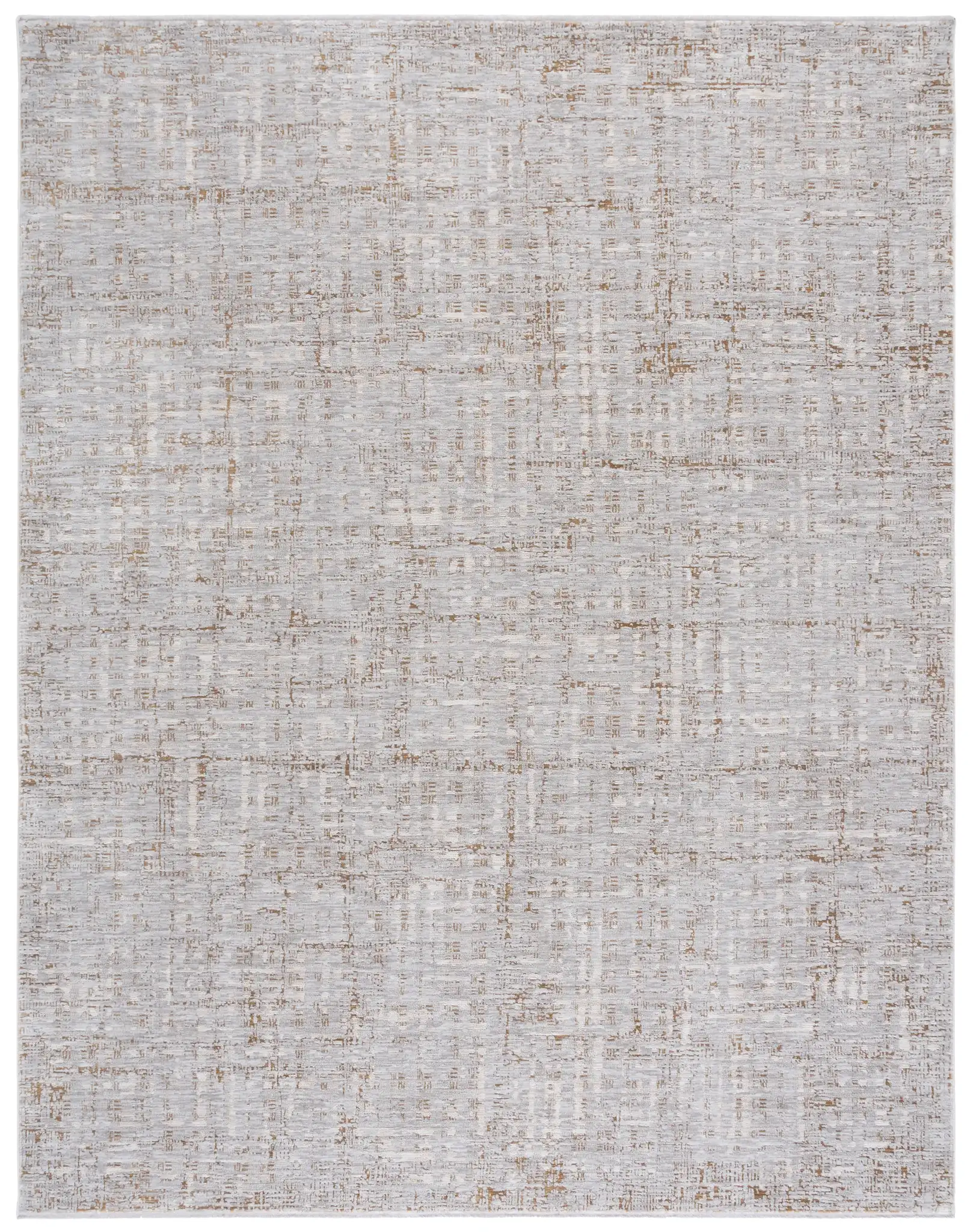 Garnet Distressed Grid Rug in Gold / Gray