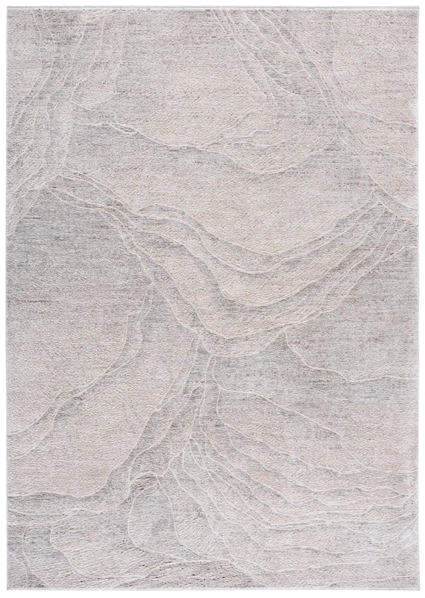 Garnet Abstract Wave Rug in Ivory / Gray