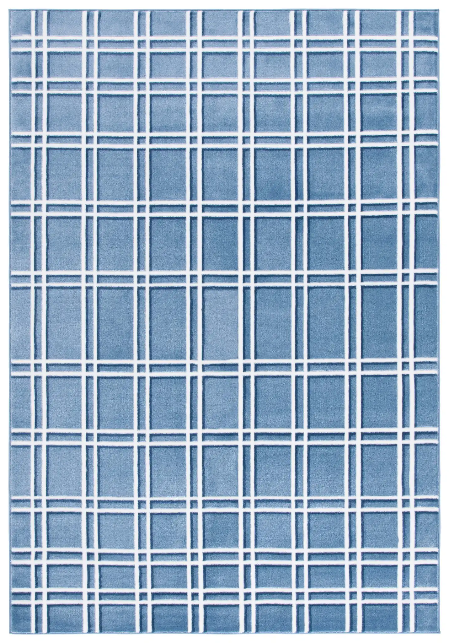 Groove Grid Rug in Blue / Ivory
