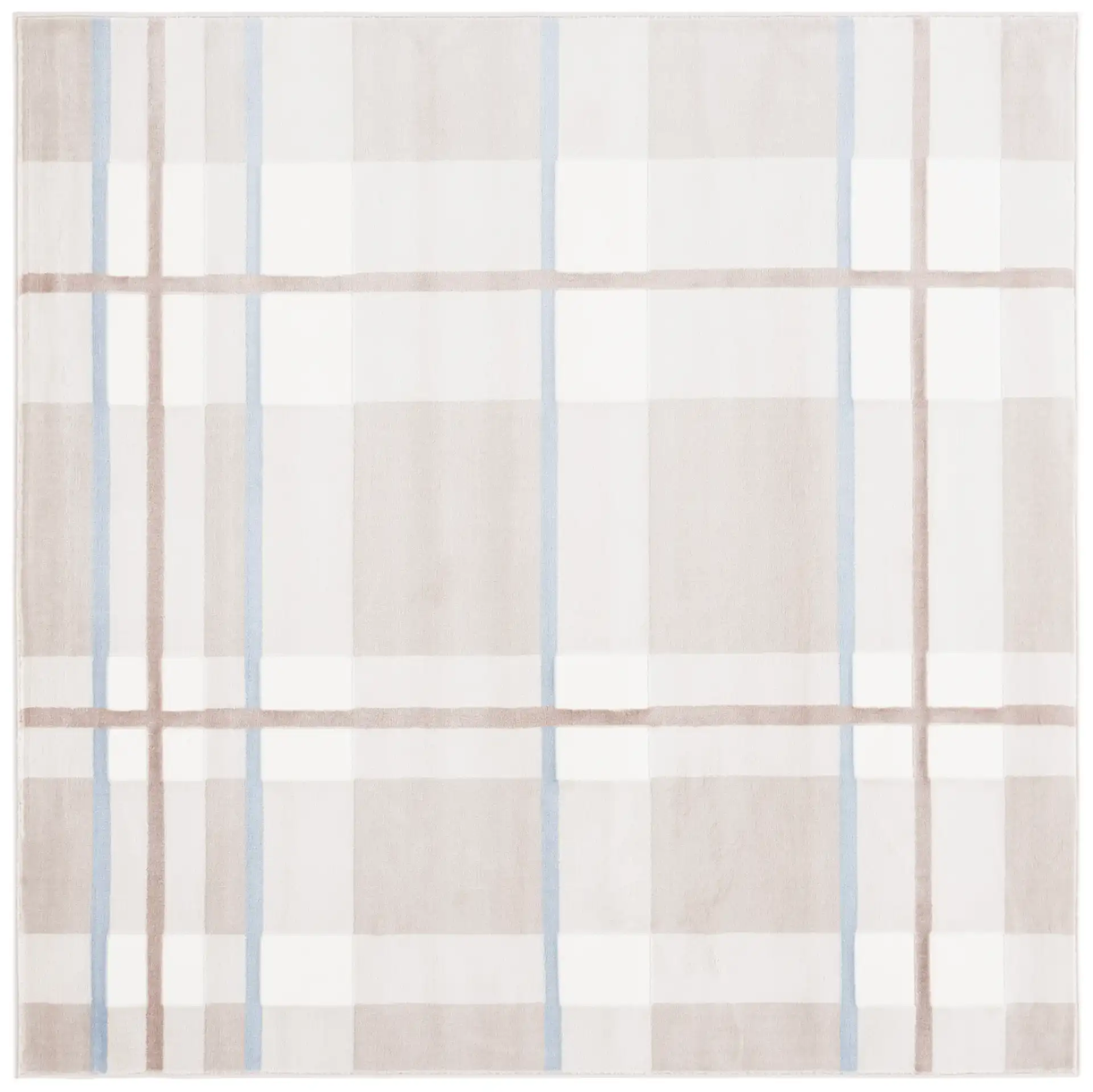 Groove Windowpane Plaid Rug in Beige / Light Blue
