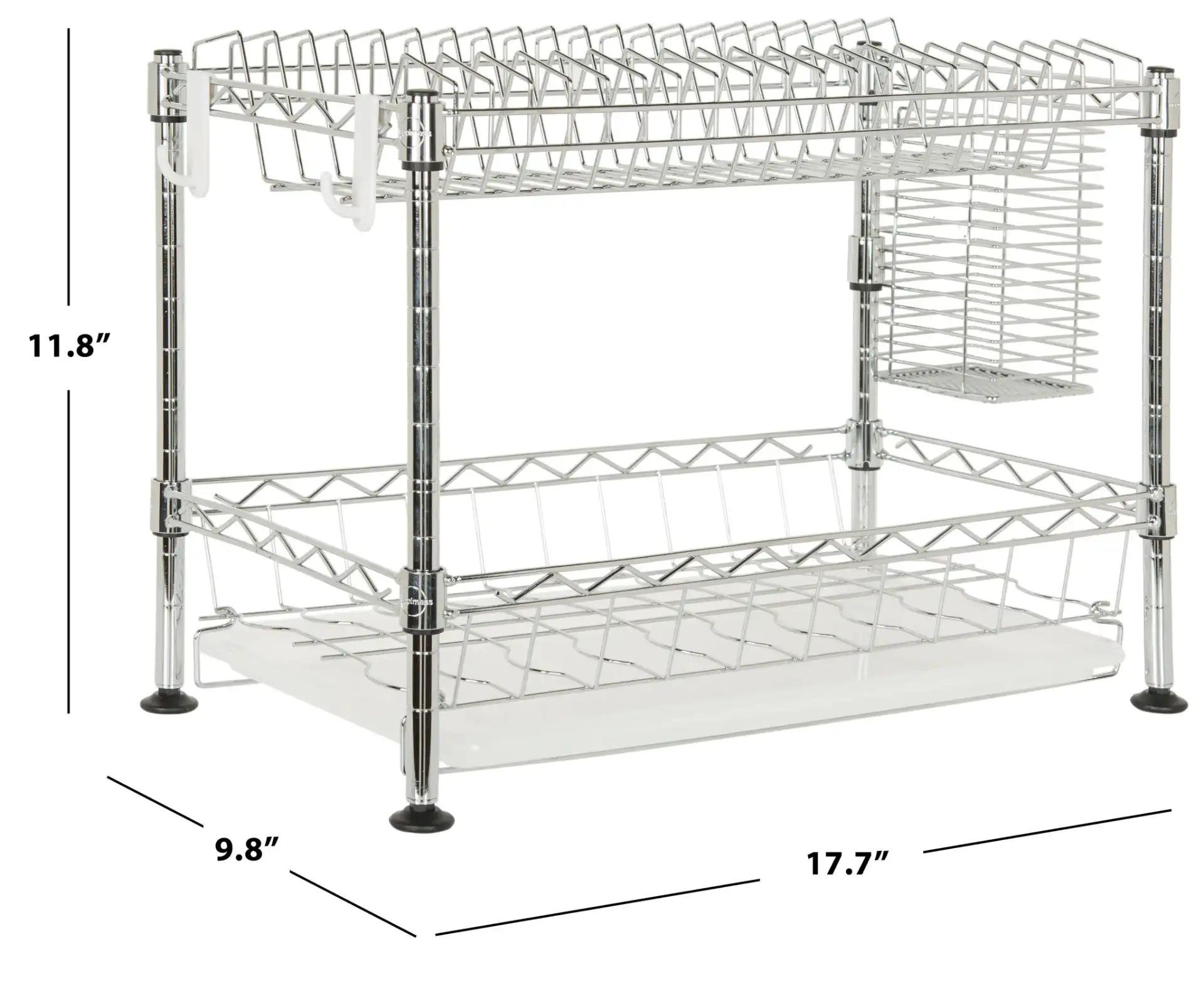 Darina Adjustable Dish Rack in Chrome, detail view