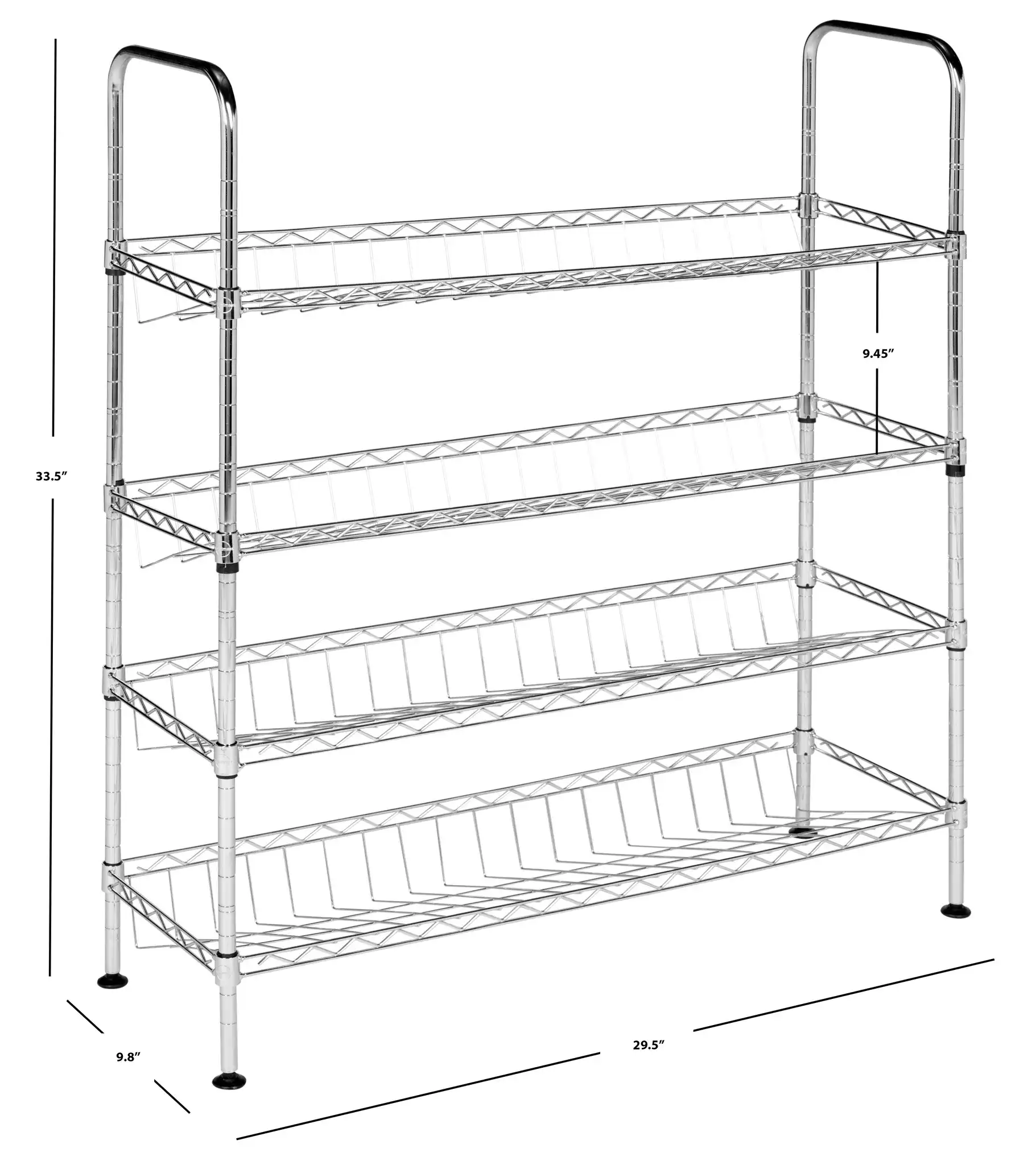 Lidia Adjustable Shoe Rack in Chrome, detail view