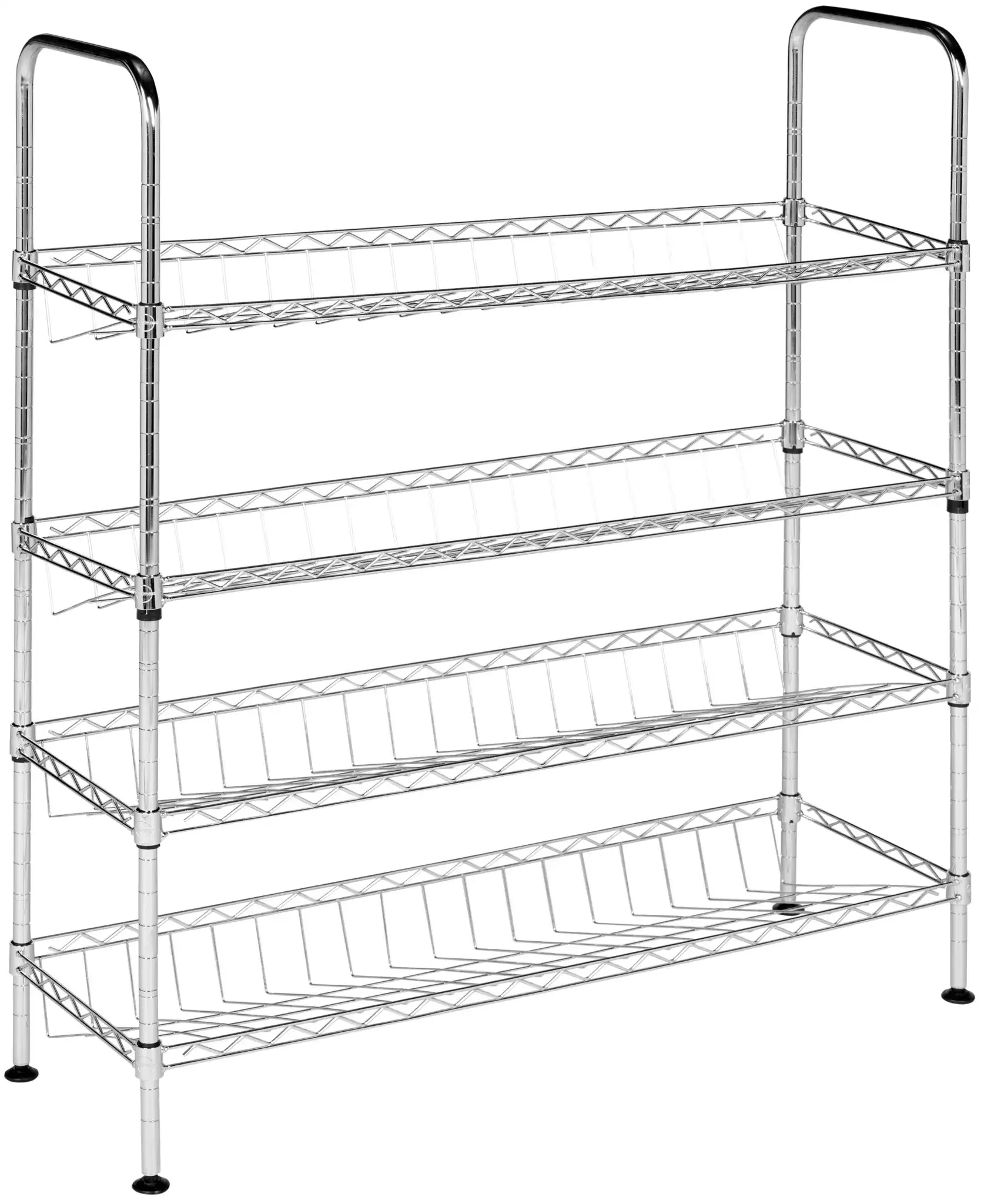 Lidia Adjustable Shoe Rack in Chrome, detail view