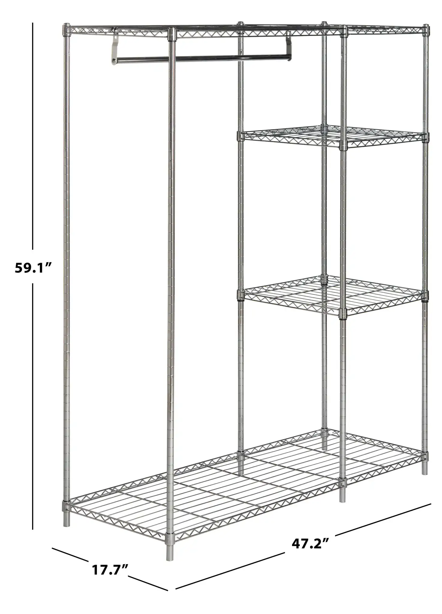 Betsy Adjustable Garment Rack in Chrome, detail view