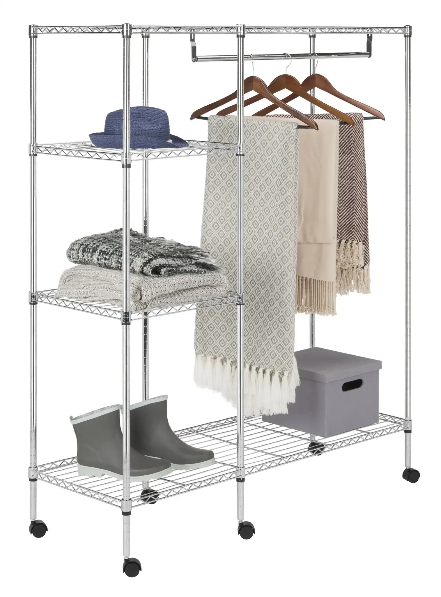 Betsy Adjustable Garment Rack in Chrome, detail view