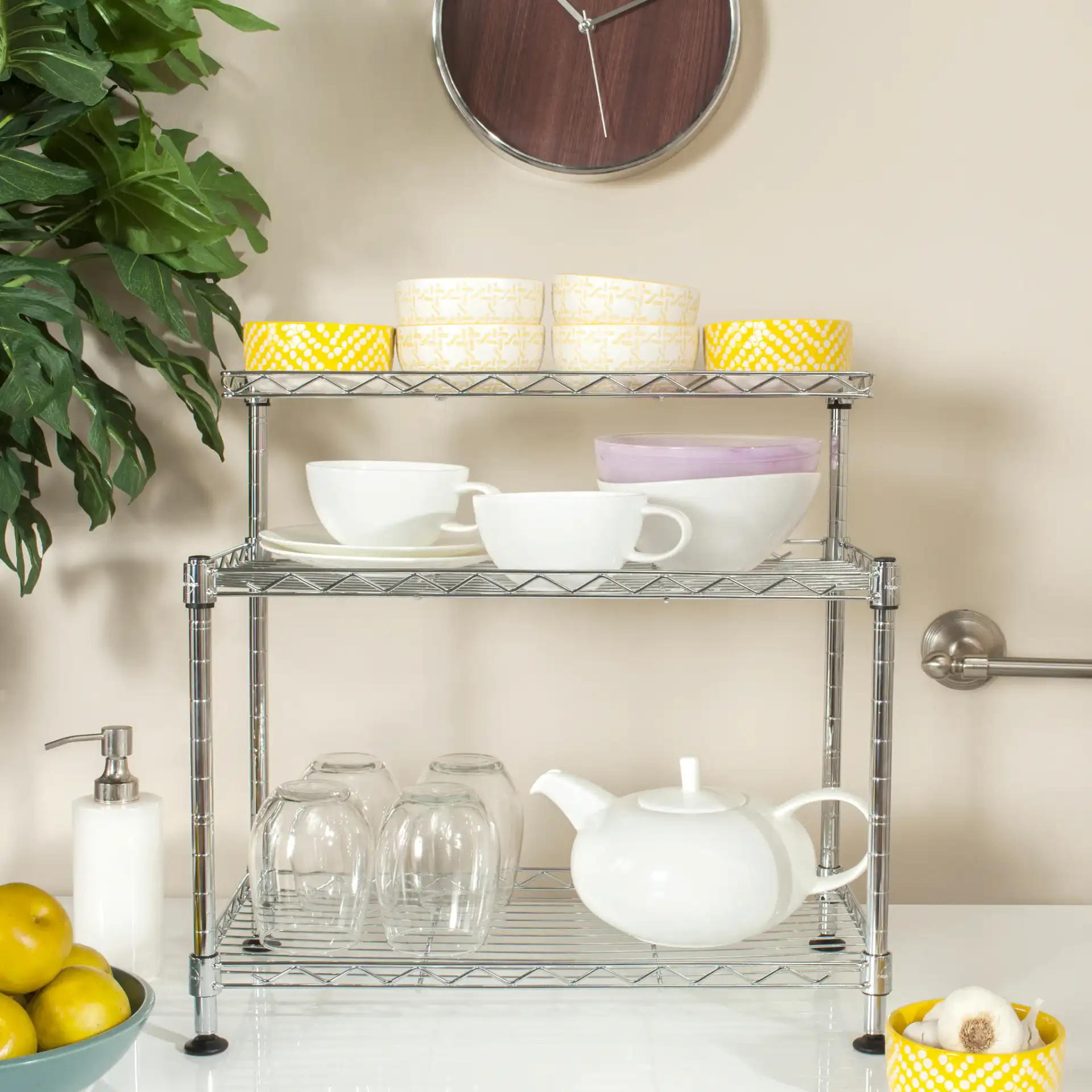 Marcel Mini Rack in Chrome in a styled room