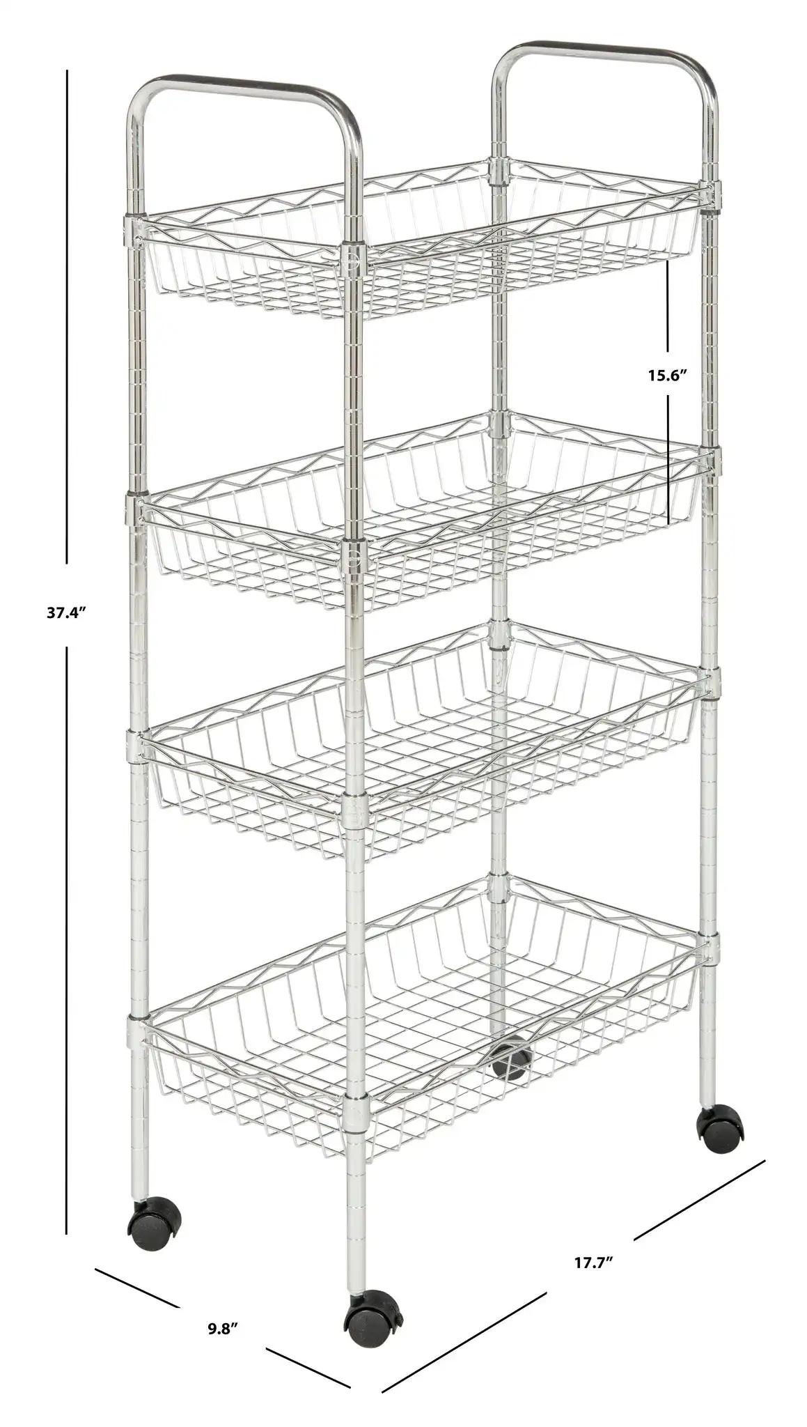 Pierre Adjustable Mini Trolley in Chrome, detail view