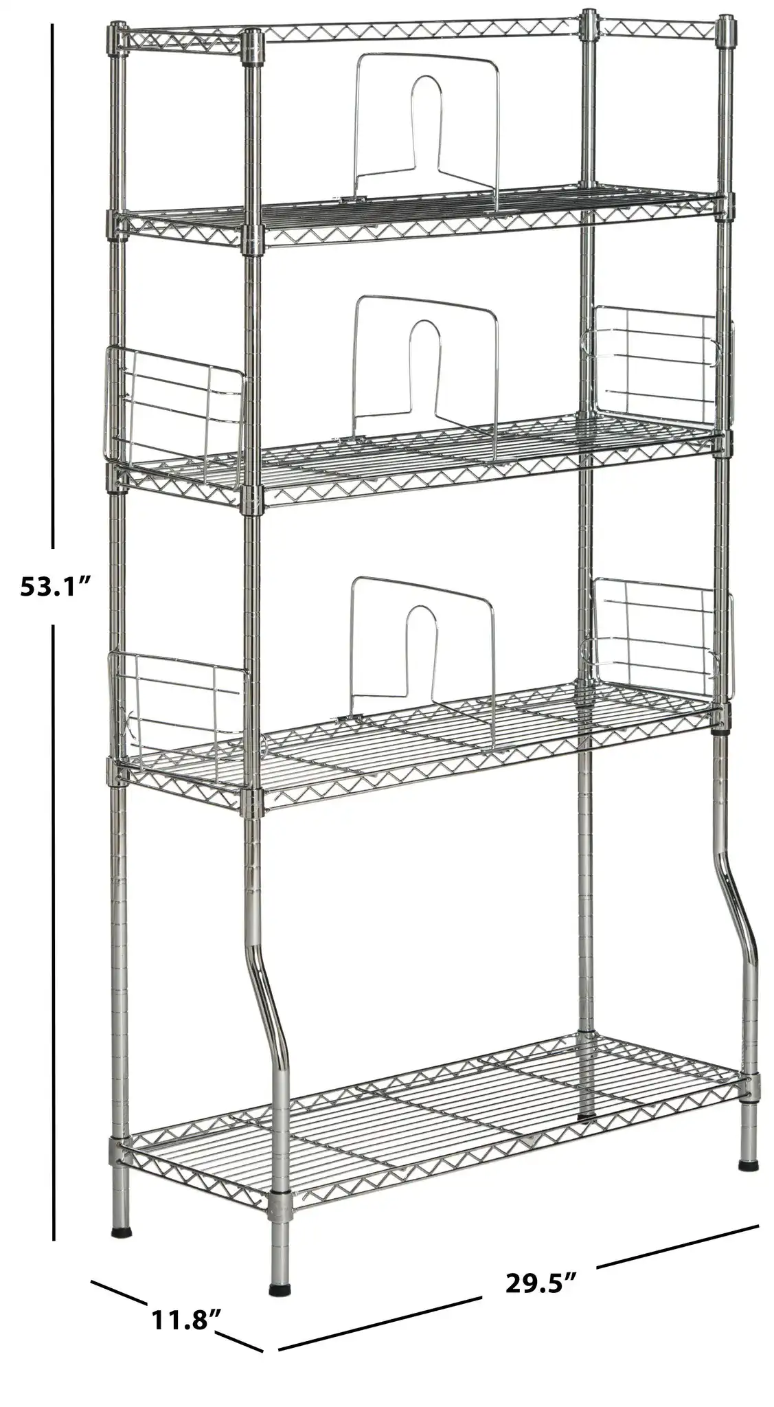 Fernand Wire Book Rack in Chrome, detail view