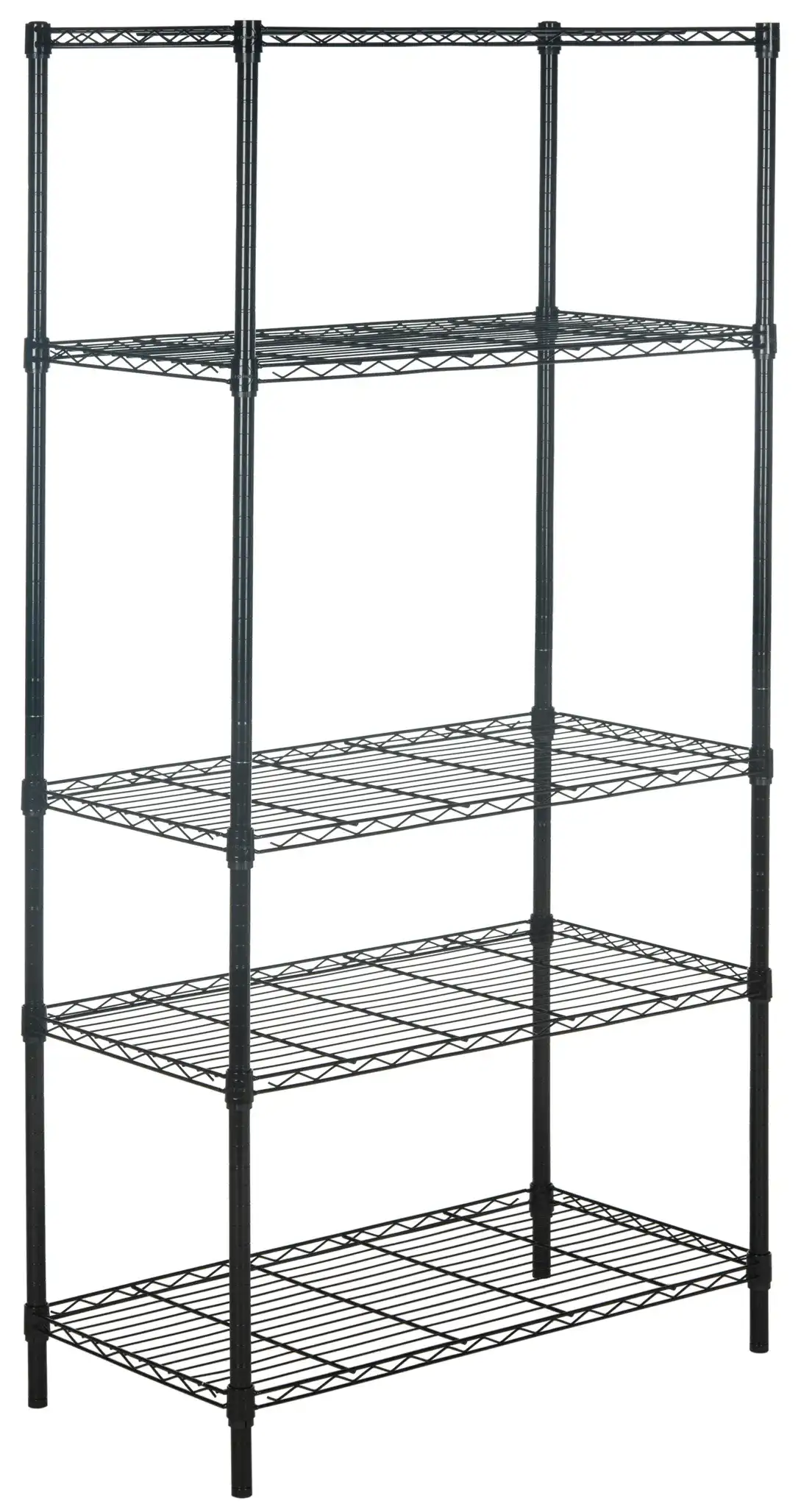 Alpha Five-Tier Shelving in Black, detail view