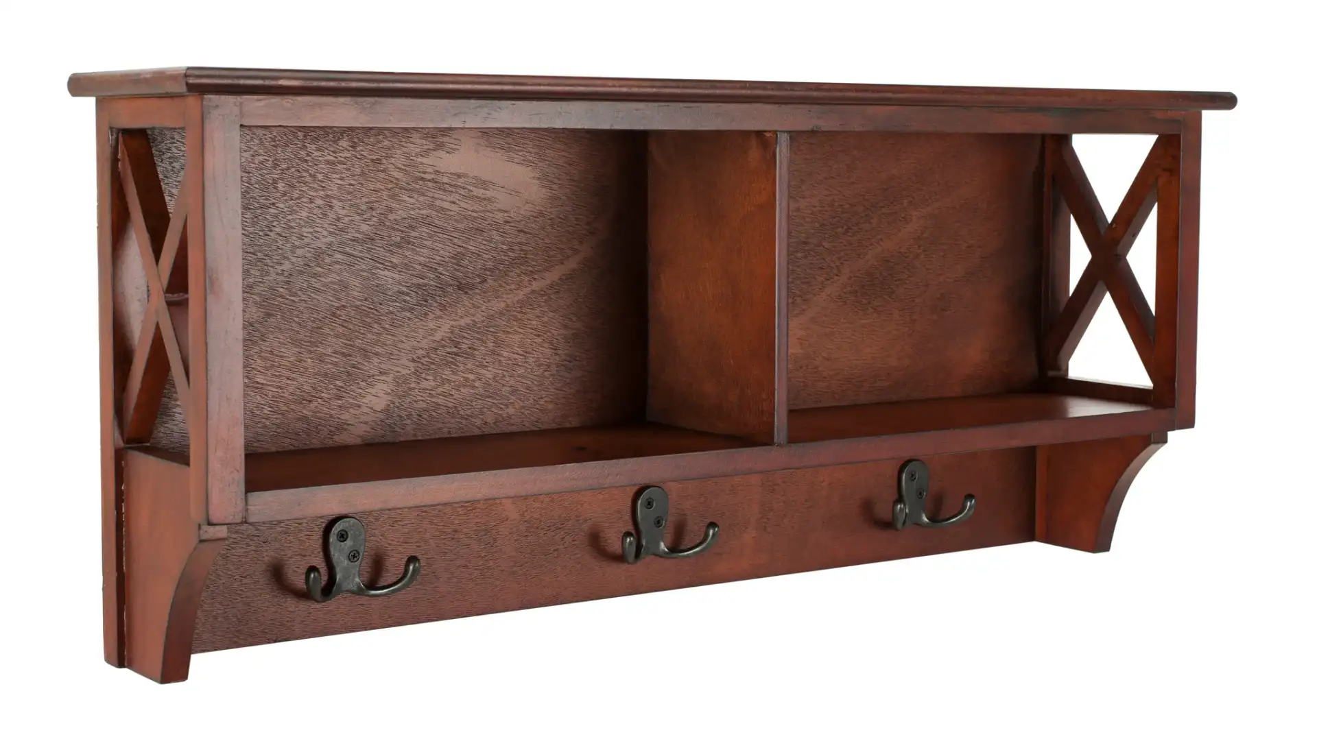 Freya Hanging Storage Wall Rack in Cherry, detail view
