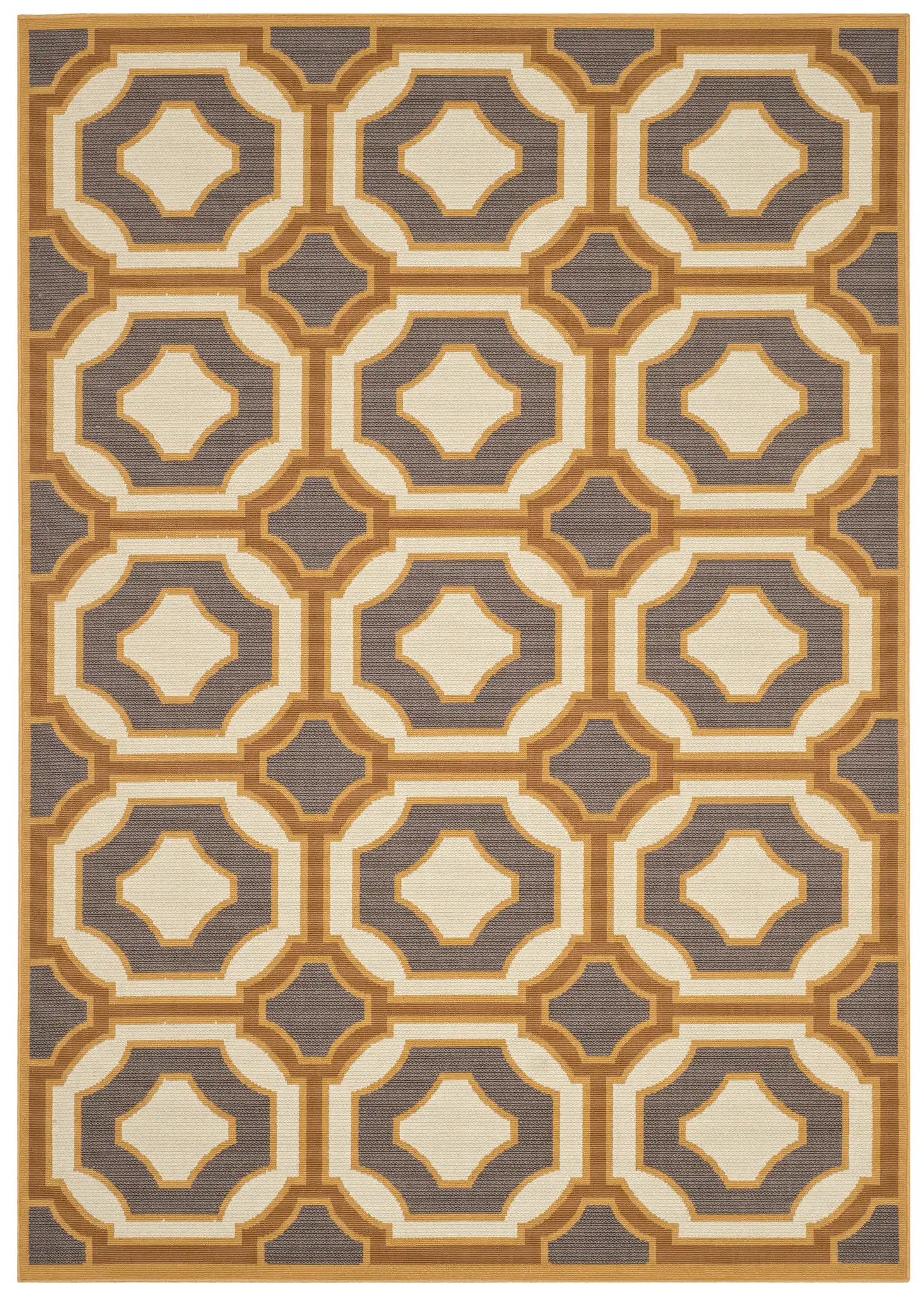 Hampton Geometric Trellis Rug in Dark Gray / Ivory