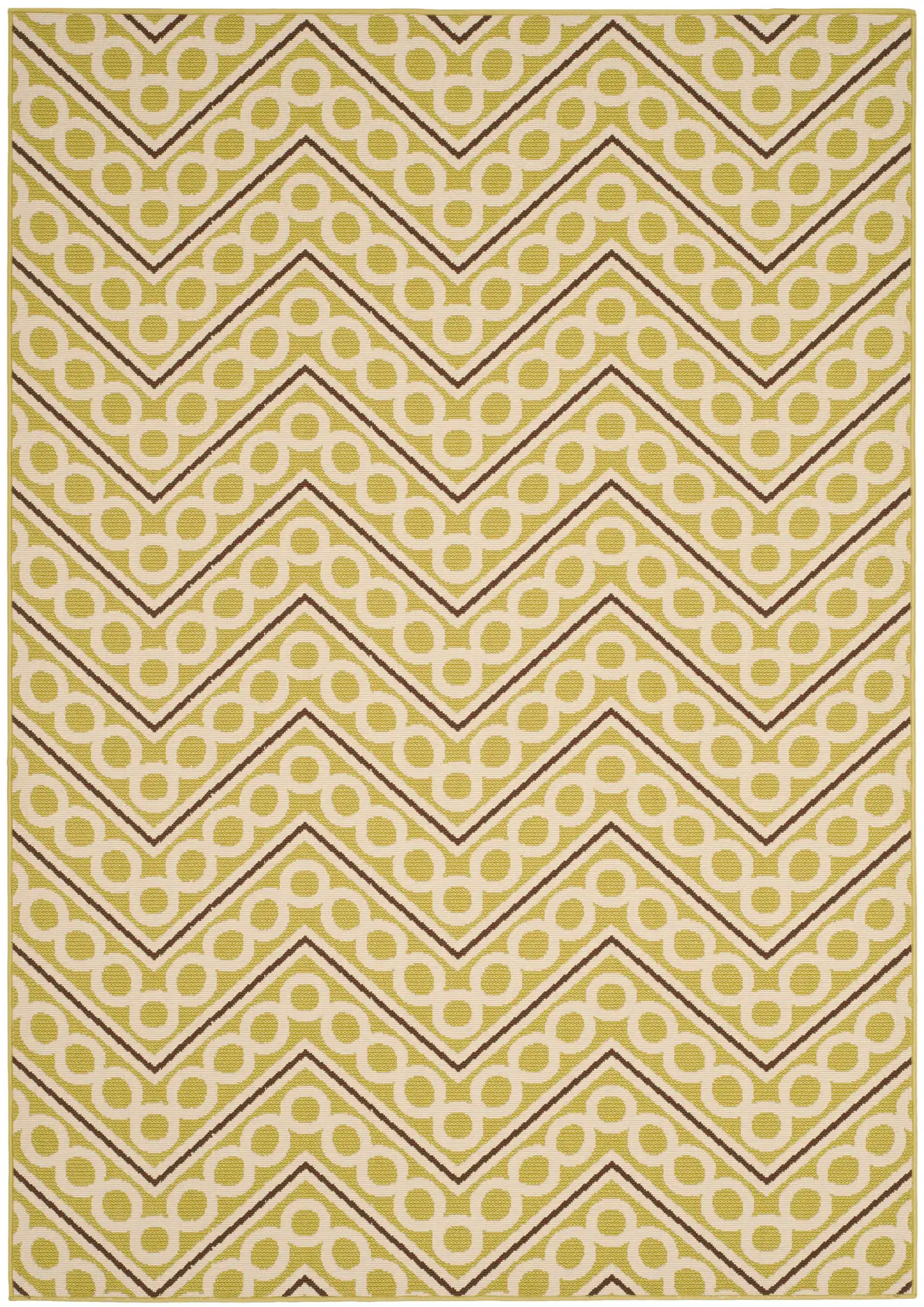 Hampton Chevron Rug in Green / Ivory