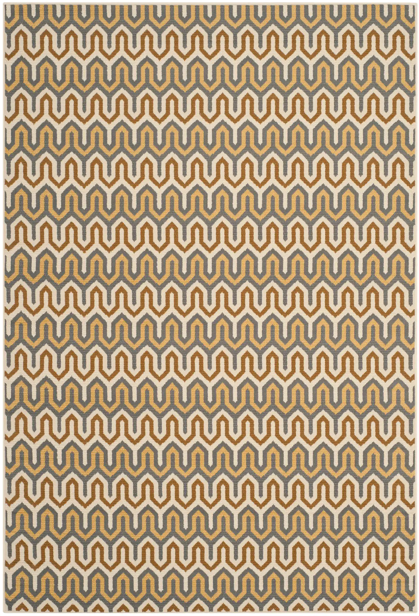 Hampton Stepped Chevron Rug in Brown / Camel