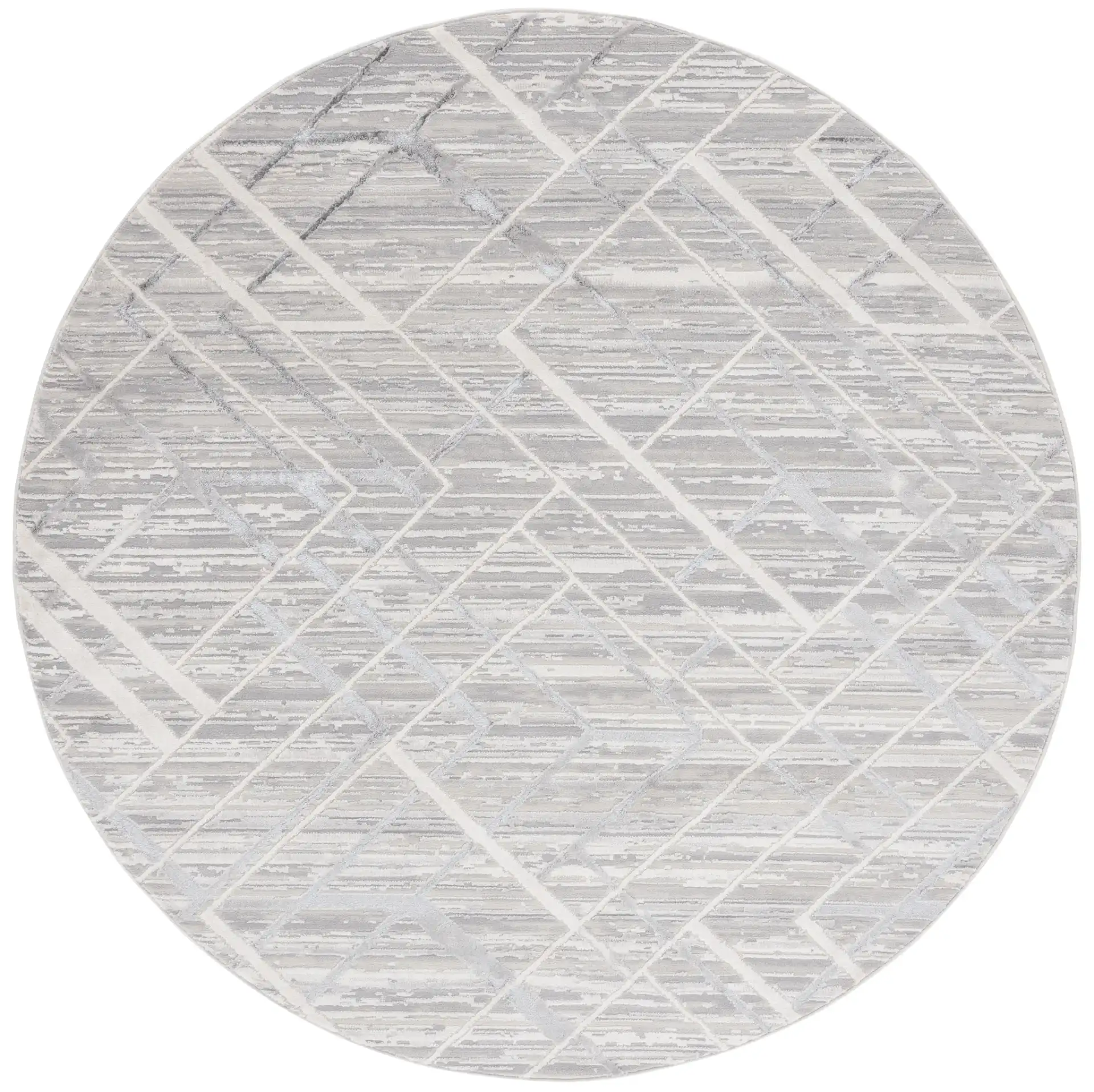 Hanna Geometric Trellis Rug in Ivory / Light Gray, detail view