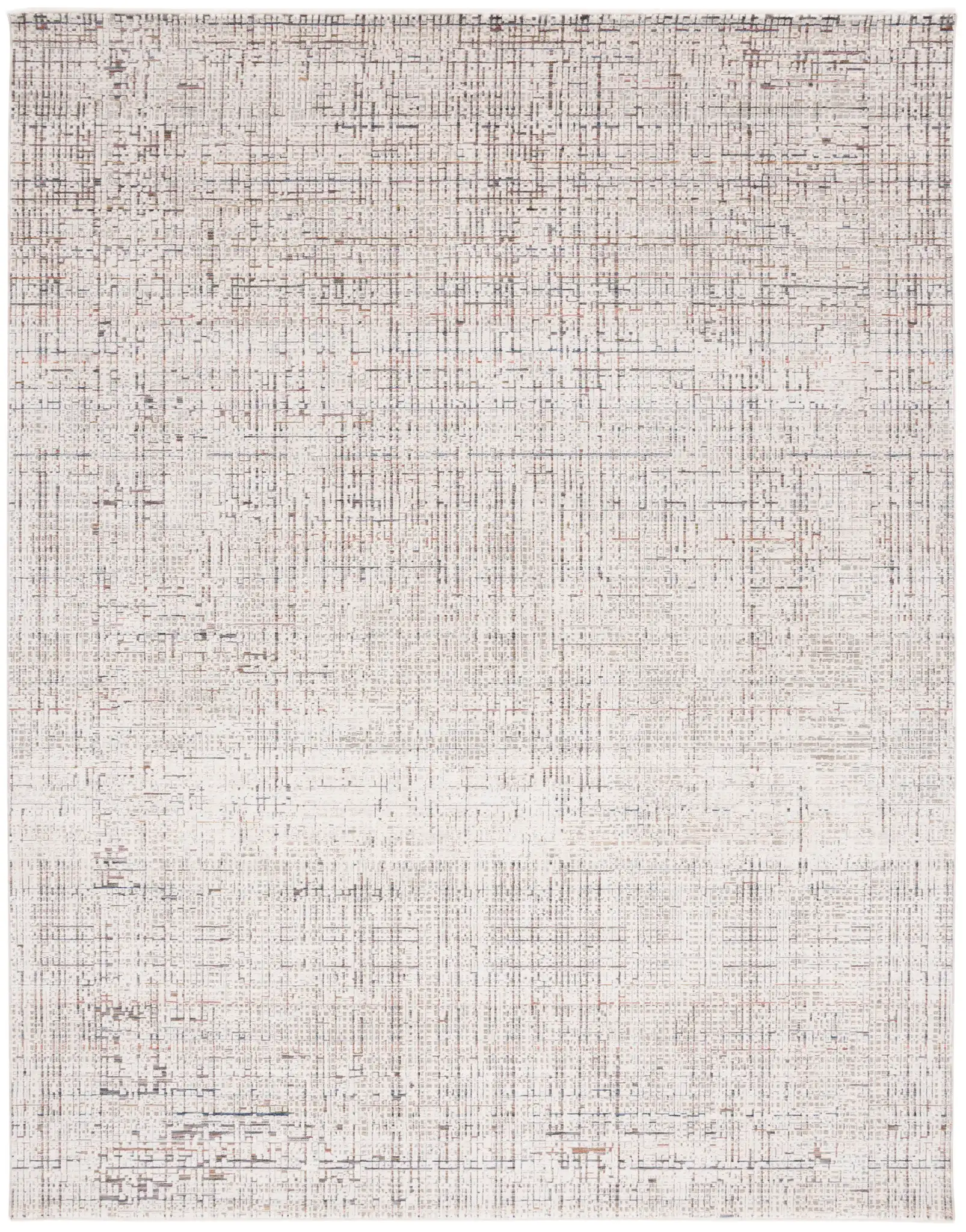 Harlow Abstract Grid Rug in Ivory Gray / Rust