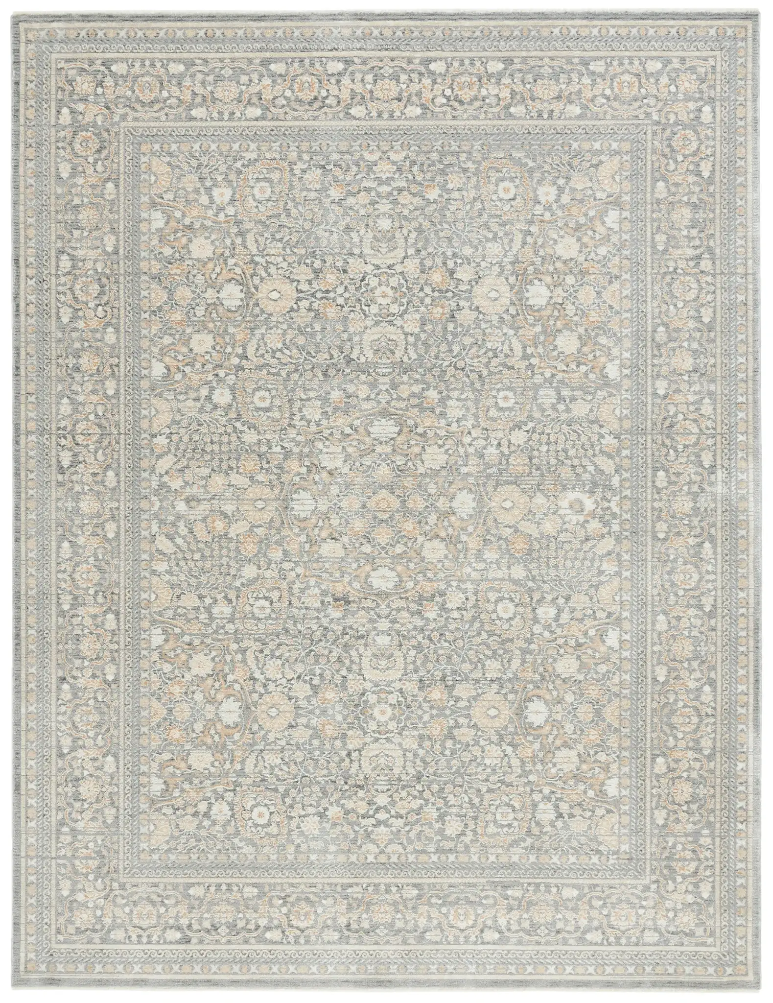 Harlow Traditional Floral Rug in Ivory / Blue Gray