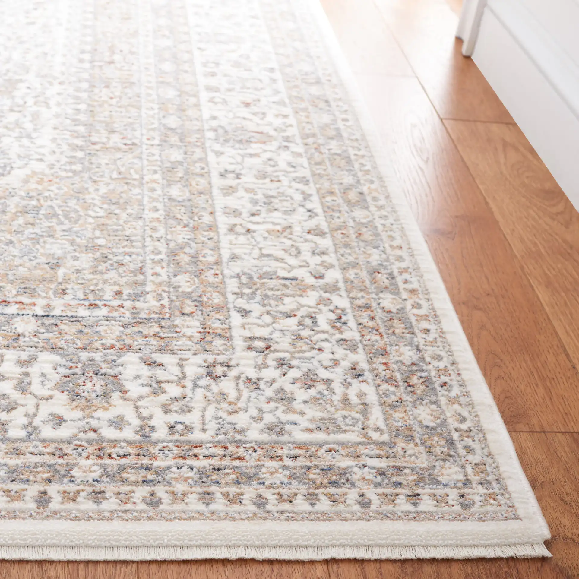 Harlow Nested Medallion Rug in Ivory / Gray Beige in a styled room