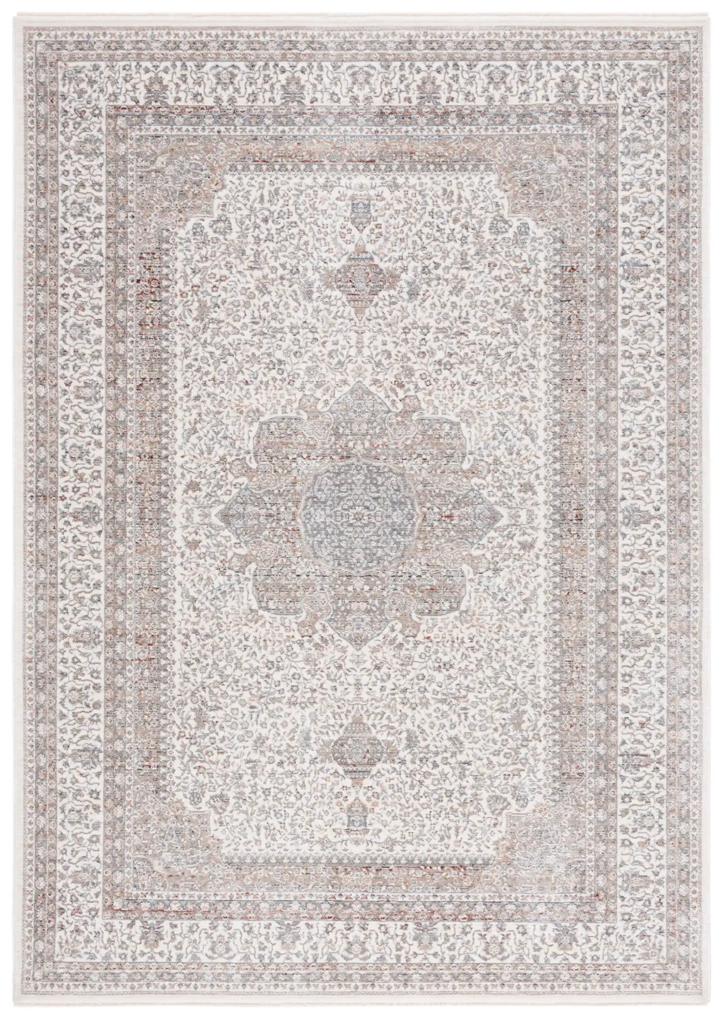 Harlow Nested Medallion Rug in Ivory / Gray Beige