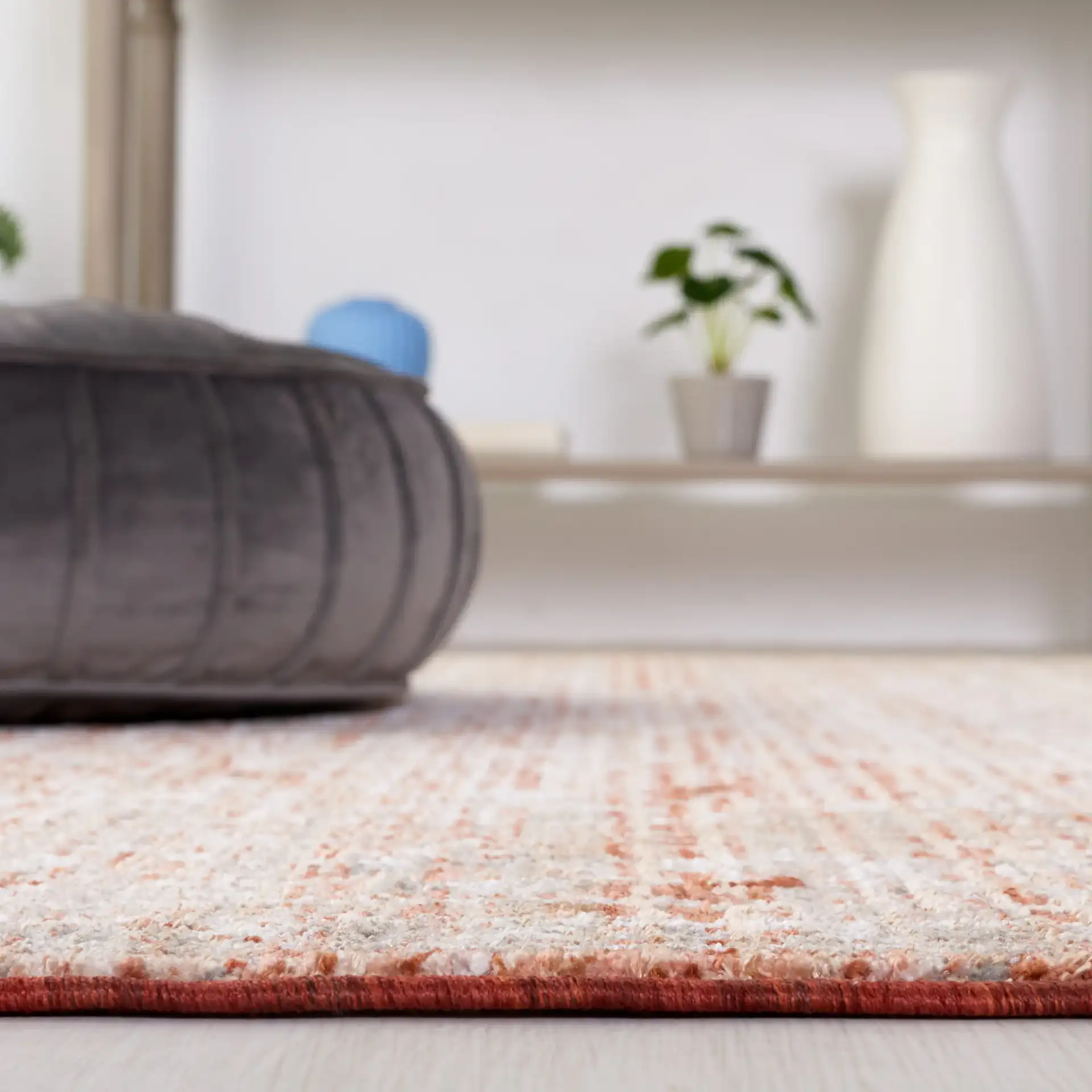 Harlow Floral Medallion Rug in Rust / Ivory Gray in a styled room