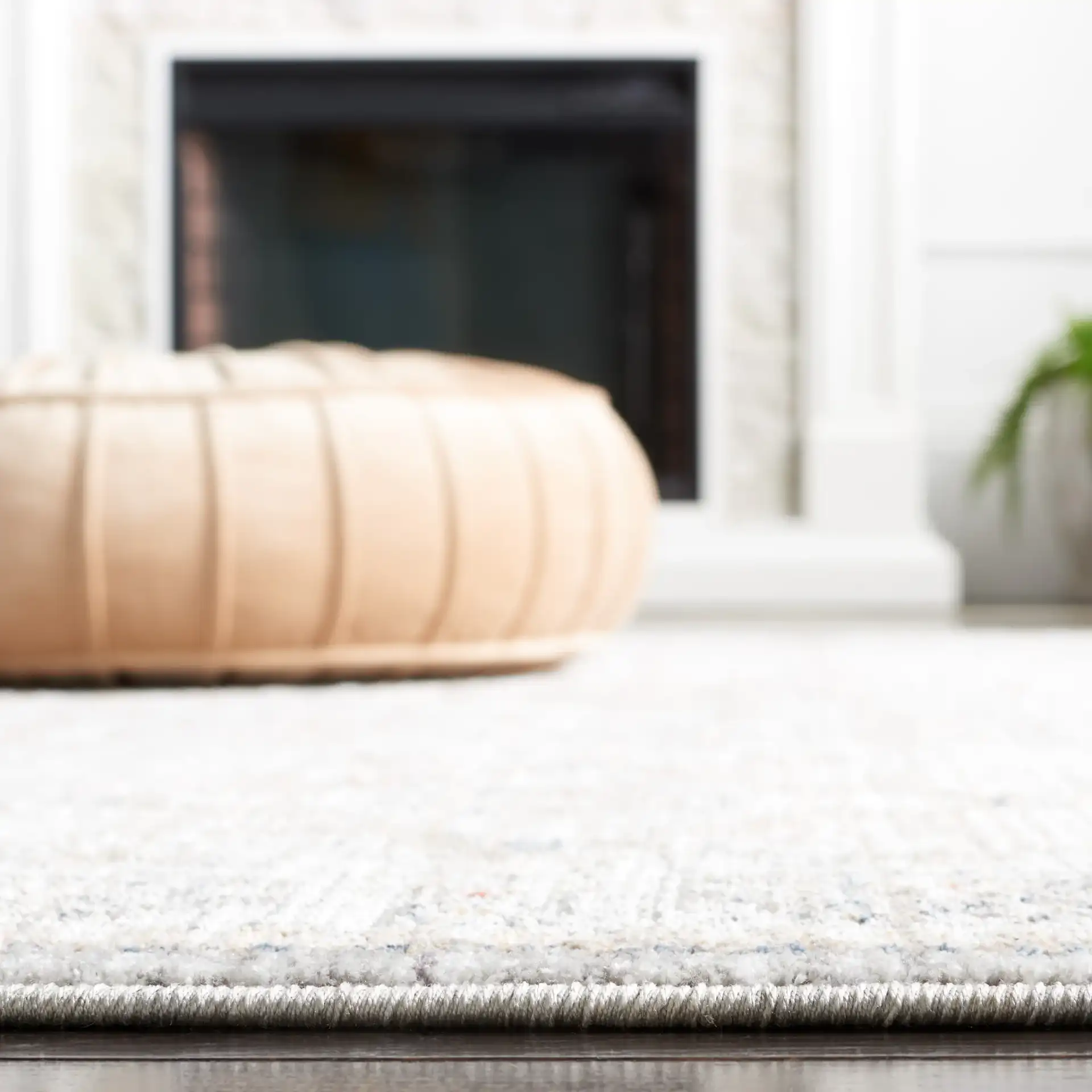 Harlow Medallion Rug in Light Gray / Beige Blue in a styled room