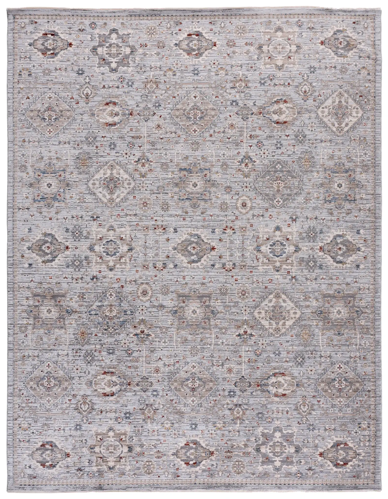 Harlow Medallion Rug in Light Gray / Beige Blue, detail view