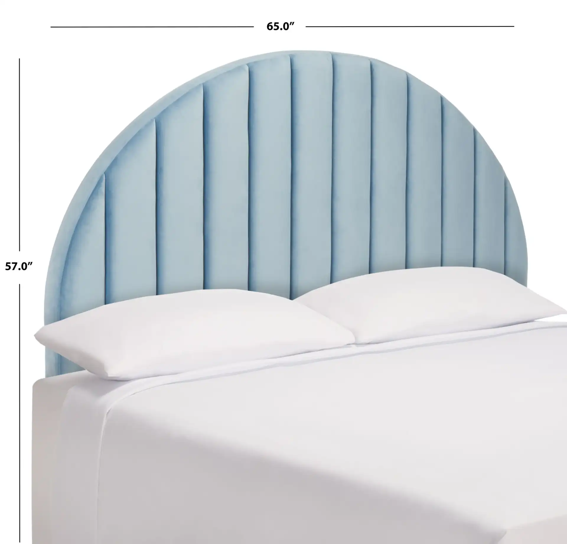 Solare Striped Archd Headboard in Slate Blue, detail view