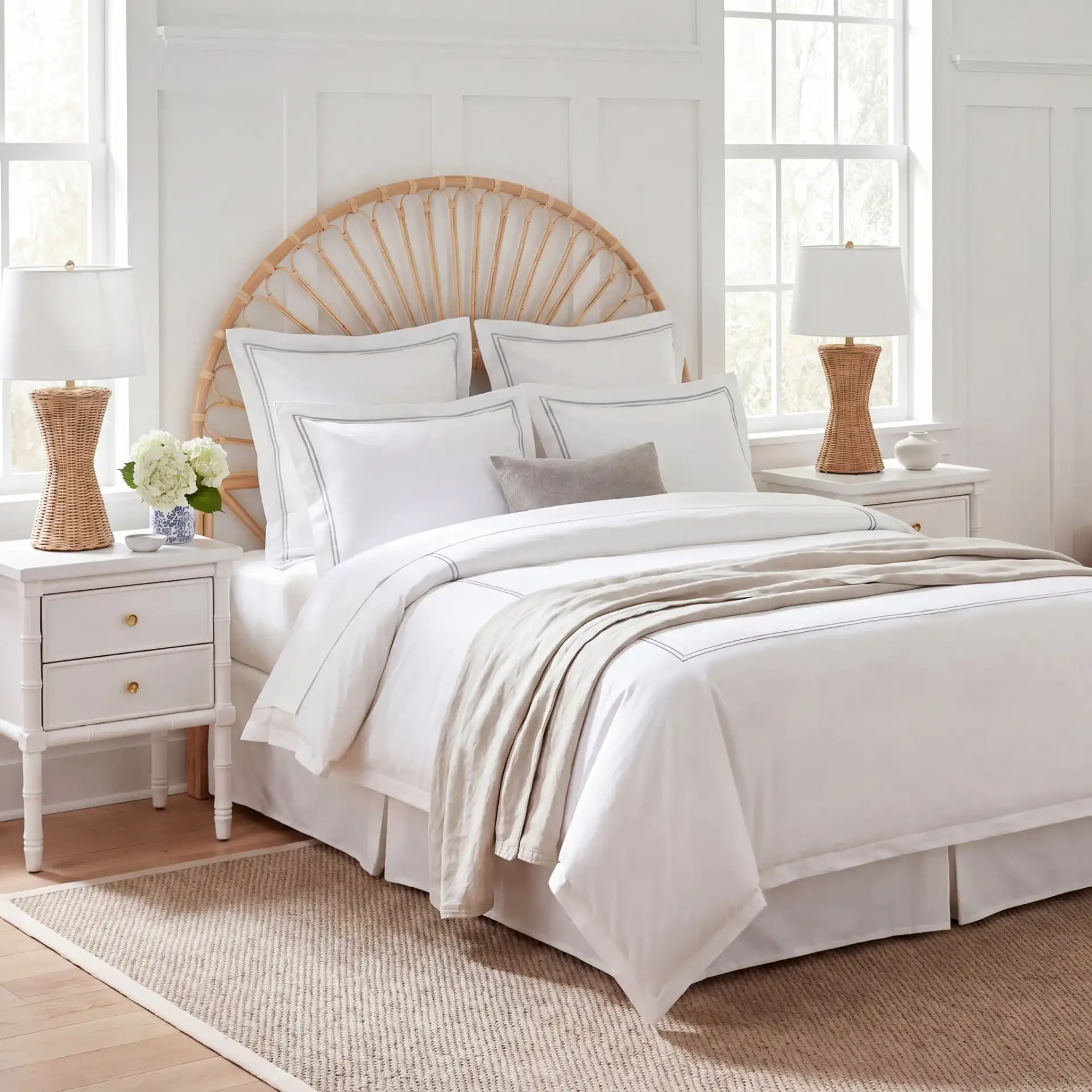 Faris Arched Headboard in Natural in a styled room