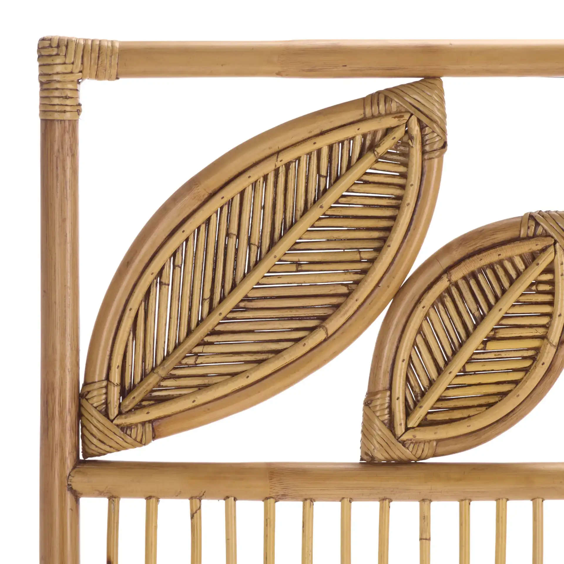 Lusine Rattan Headboard in Honey Brown Wash in a styled room
