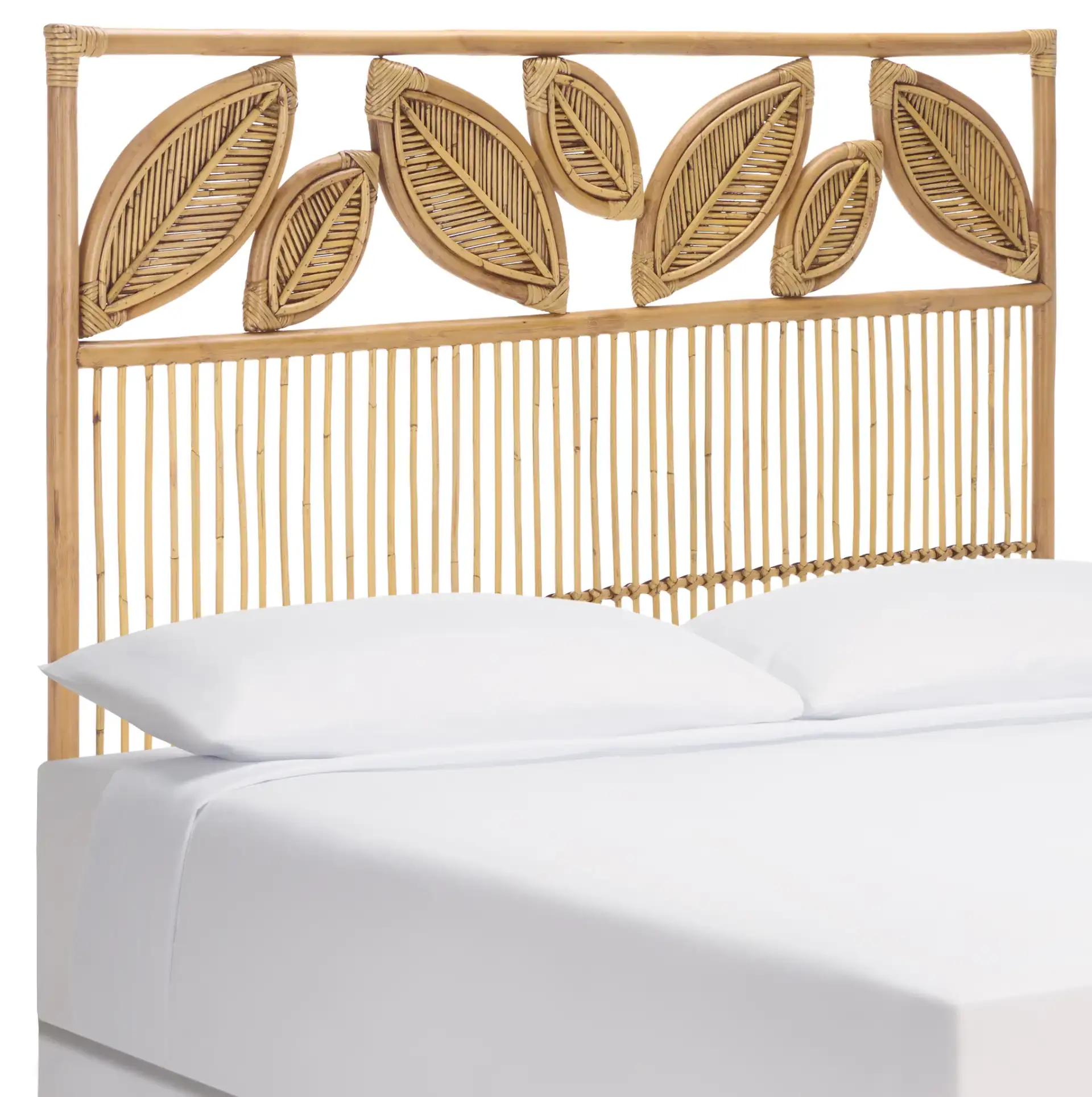 Lusine Rattan Headboard in Honey Brown Wash, detail view