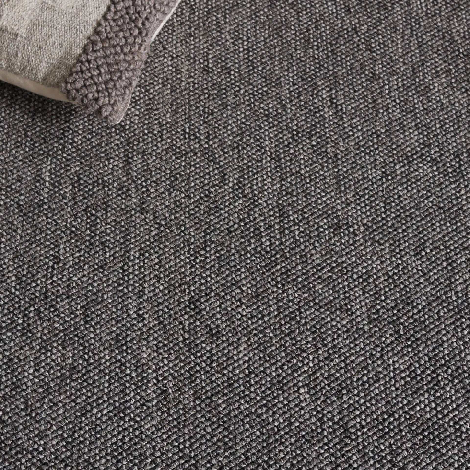 Highland Plain Modern Solid Rug in Charcoal / Gray in a styled room