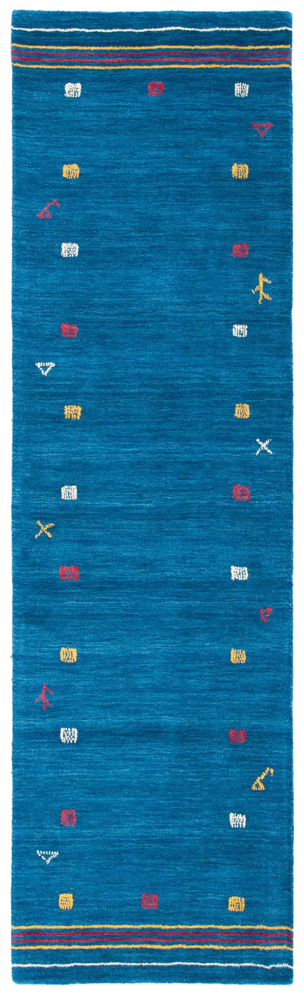 Himalaya Tribal Border Hand-Loomed Wool Rug in Blue