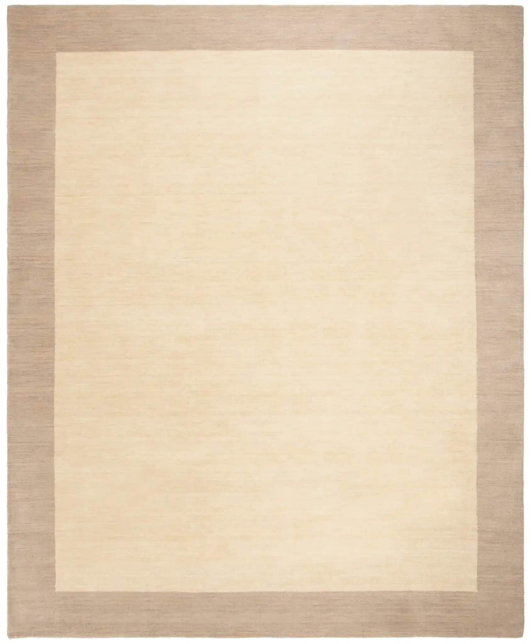 Himalaya Solid Bordered Hand-Loomed Wool Rug in Ivory / Beige