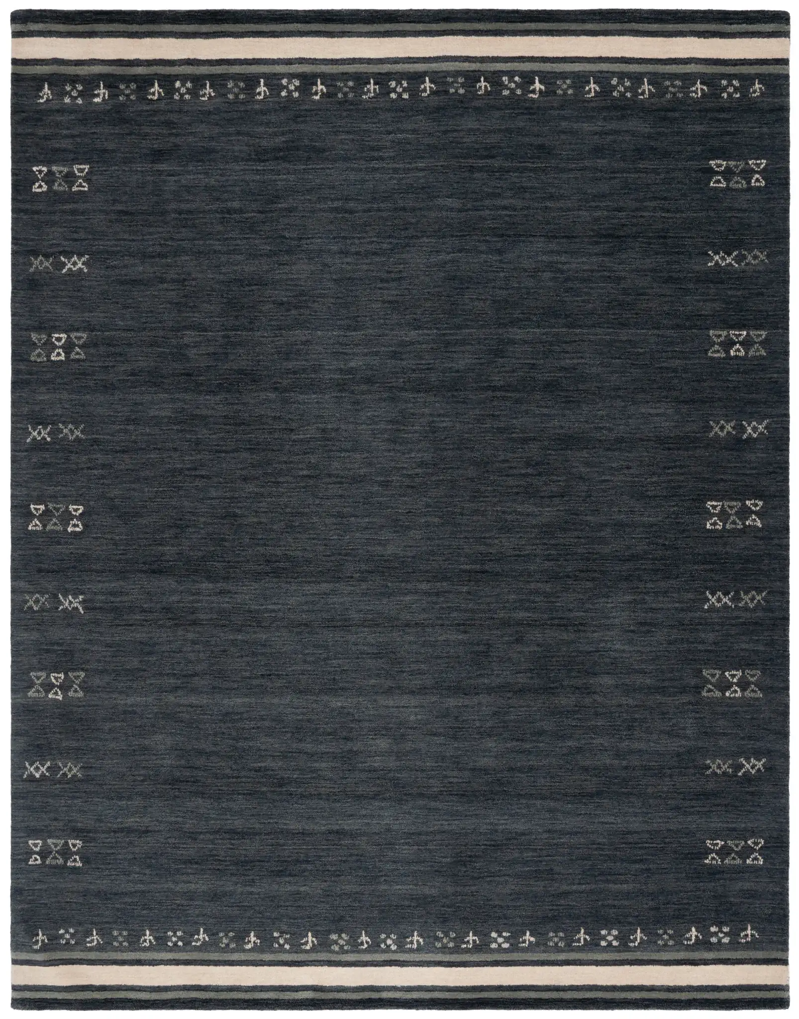 Himalaya Bordered Hand-Loomed Wool Rug in Charcoal
