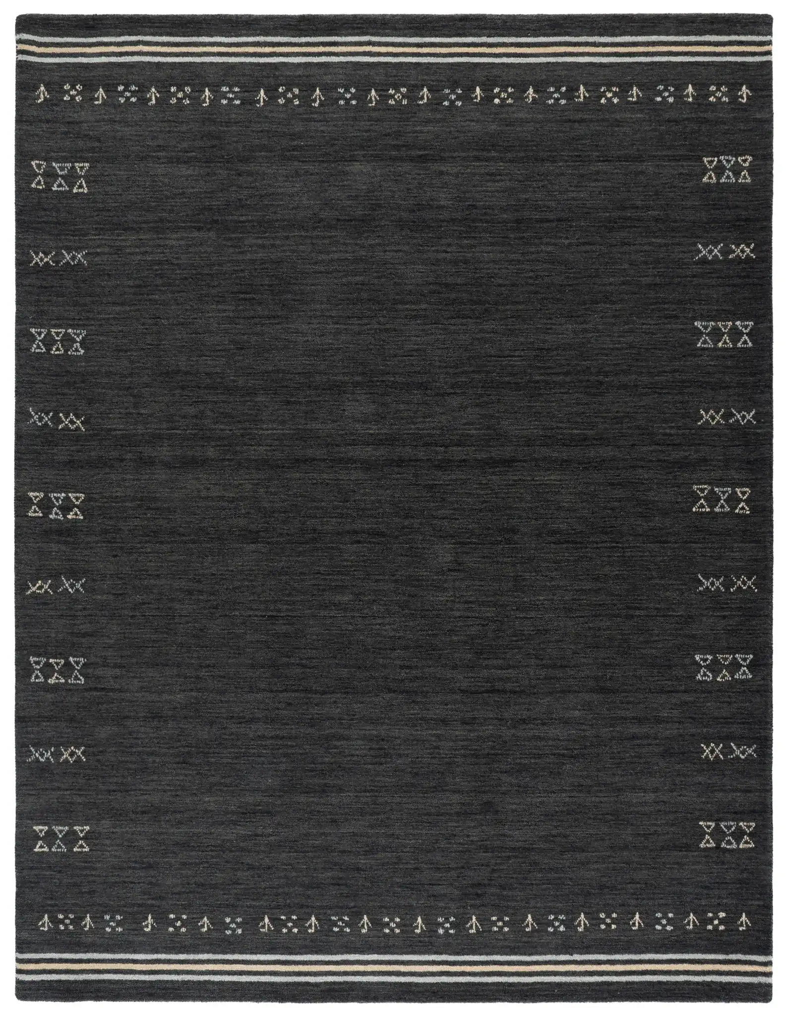Himalaya Bordered Hand-Loomed Wool Rug in Charcoal