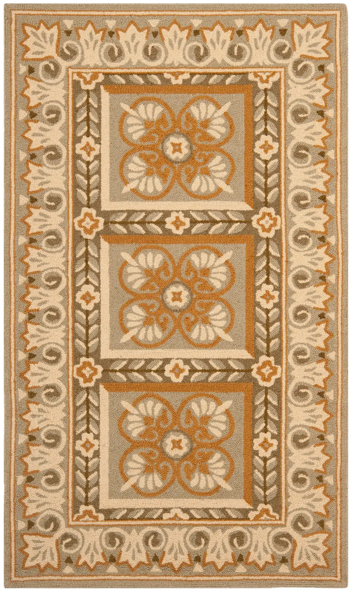 Chelsea Floral Panel Hand-Hooked Wool Rug in Multicolor, detail view