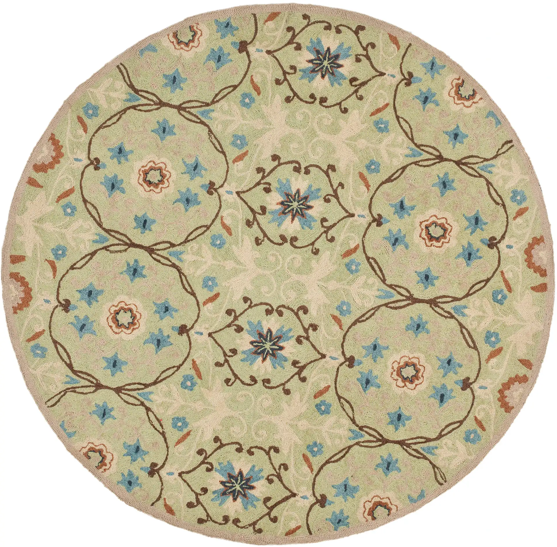 Chelsea Houghton Hand-Hooked Wool Rug in Sage / Ivory
