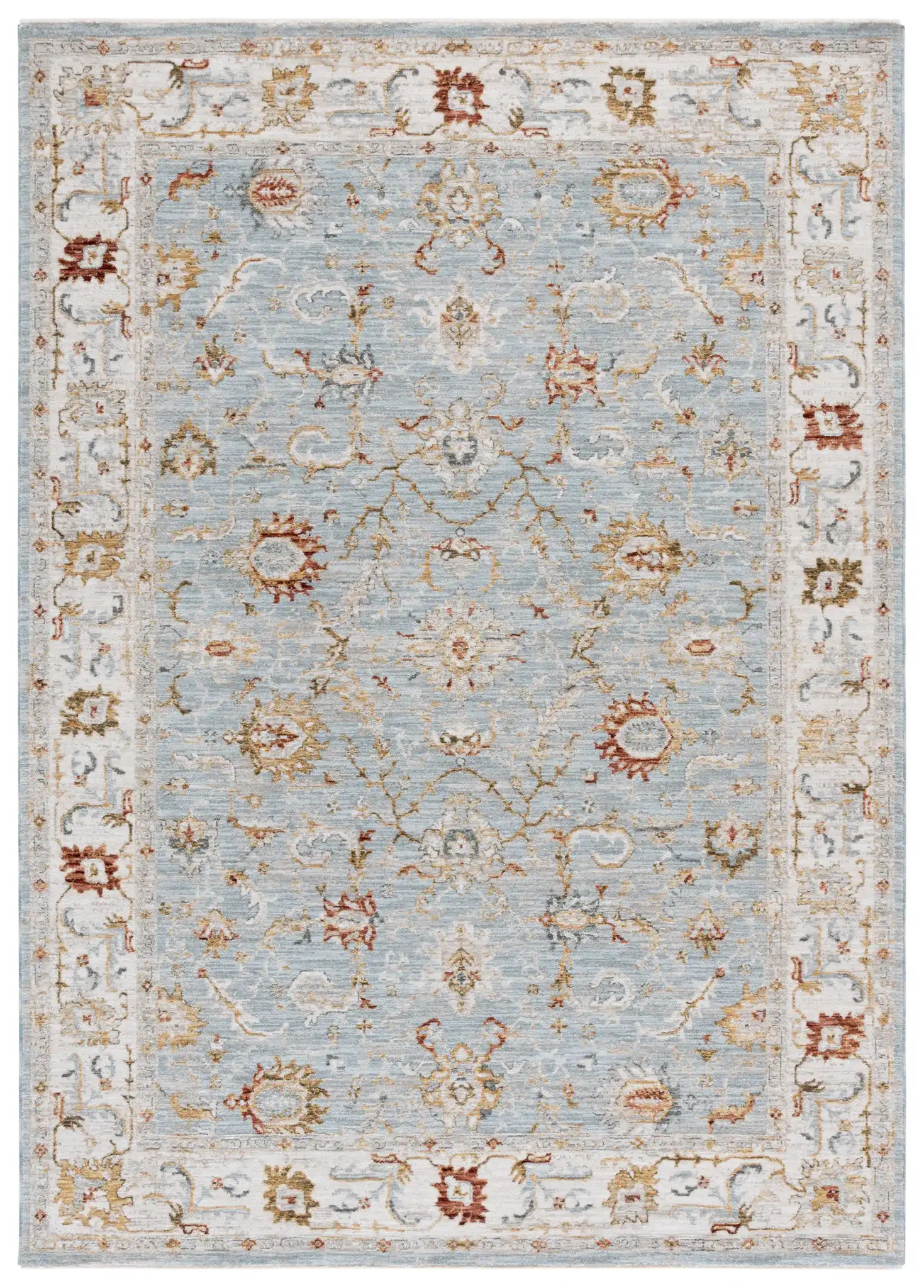 Hamilton Floral Bordered Rug in Blue / Gold