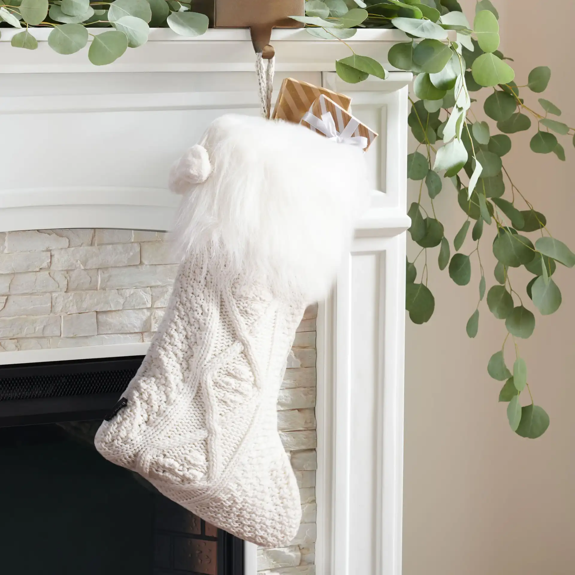 Cookie Stocking (Set of 2) in White in a styled room