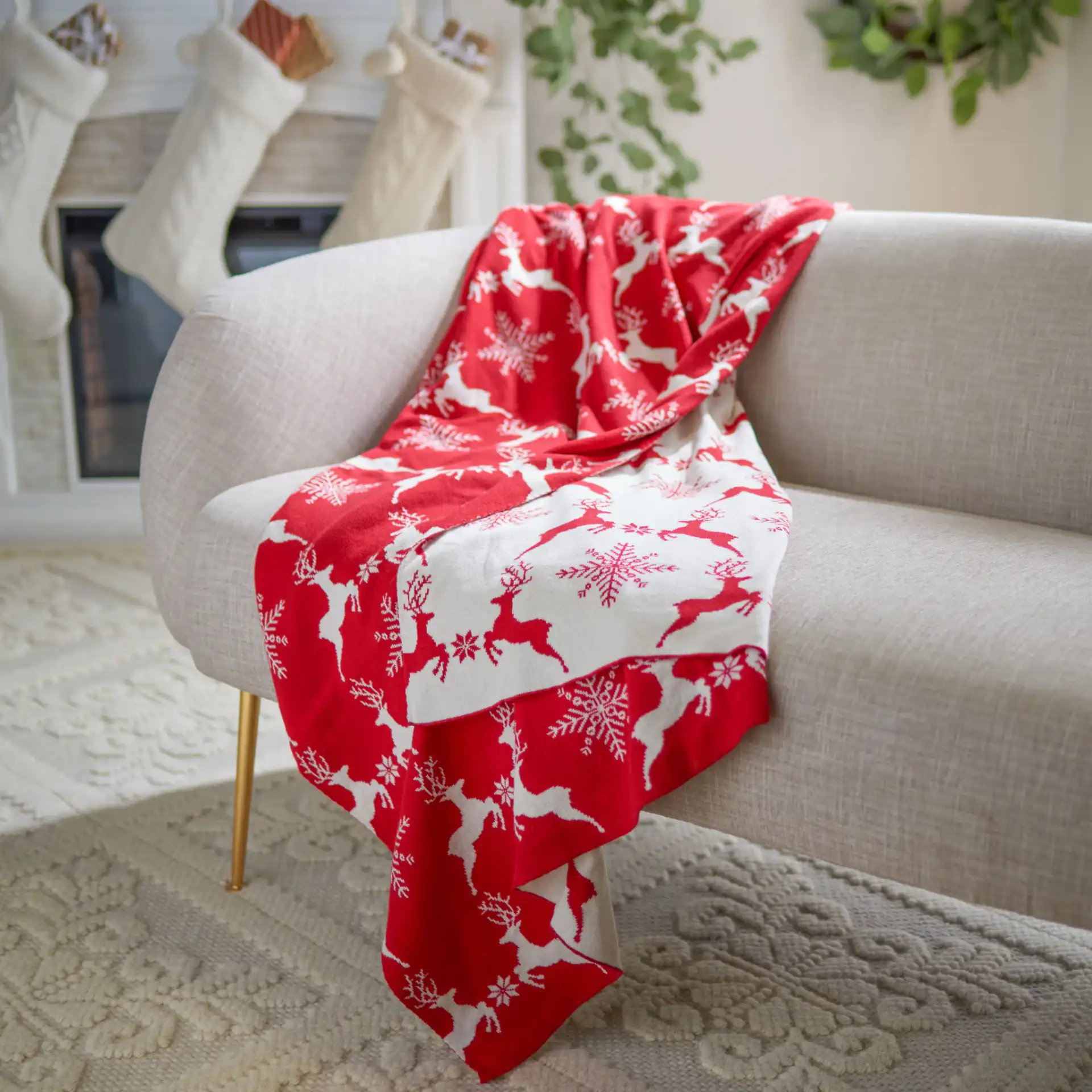 Dancer Throw in Red in a styled room