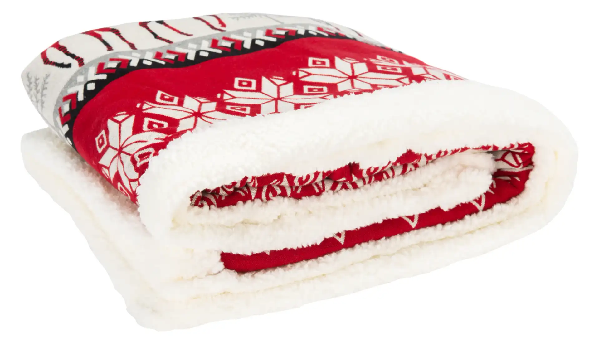 Prancer Sherpa Throw in Red, detail view