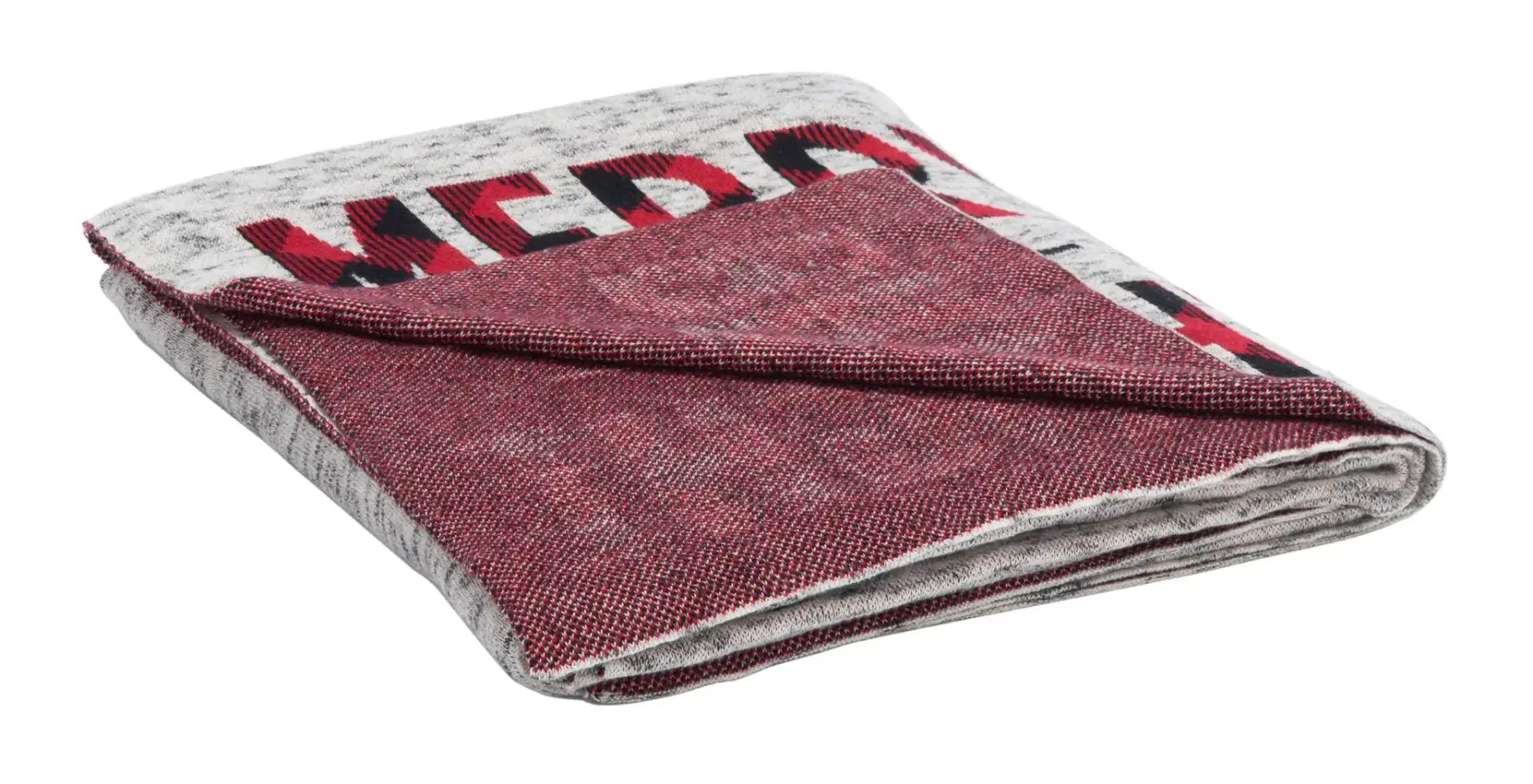 Merry And Bright Throw in Gray / Red, detail view