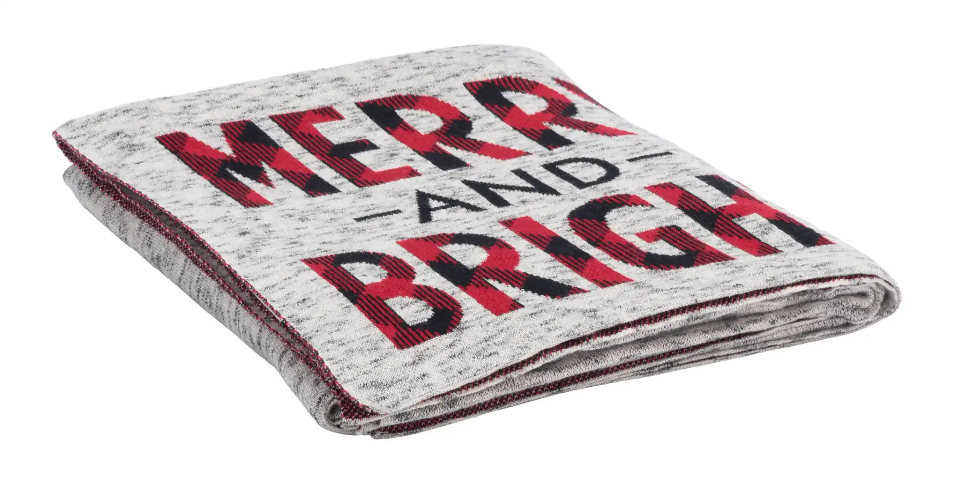 Merry And Bright Throw in Gray / Red, detail view