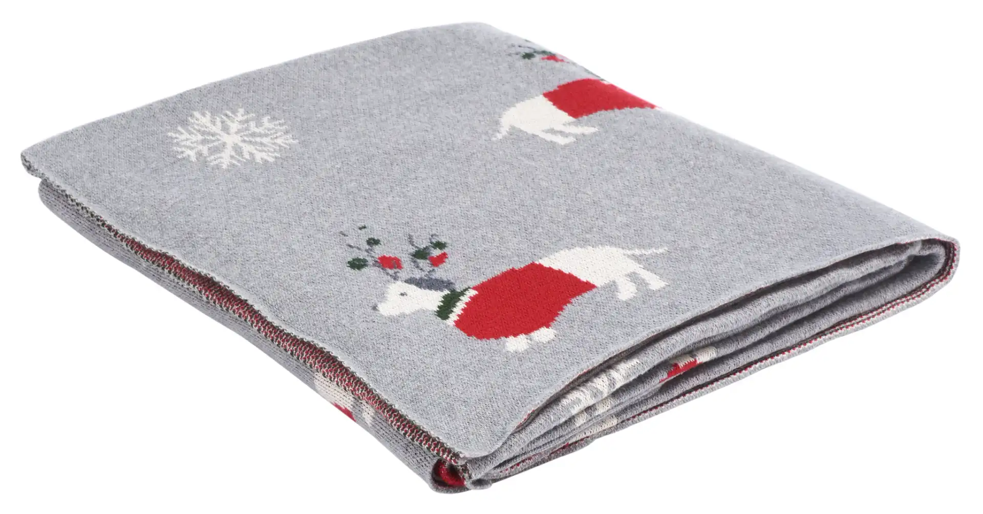 Sleighbells Throw in Gray / Red