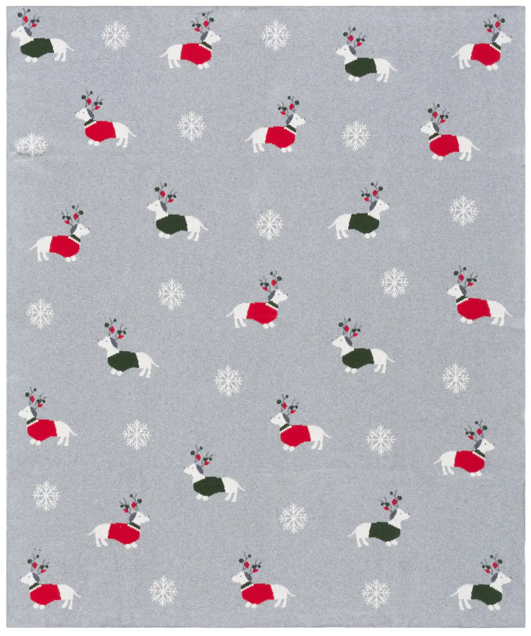 Sleighbells Throw in Gray / Red, detail view