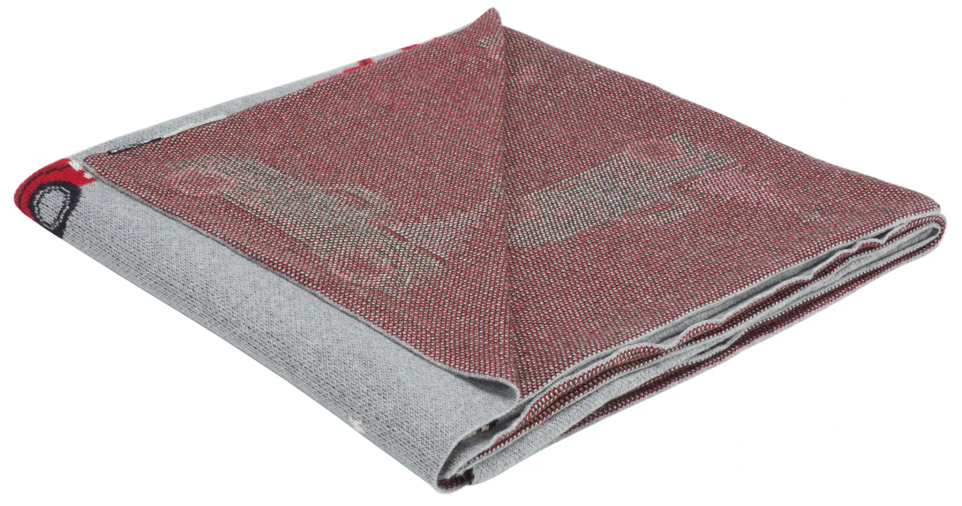 Dasher Throw in Gray / Red, detail view